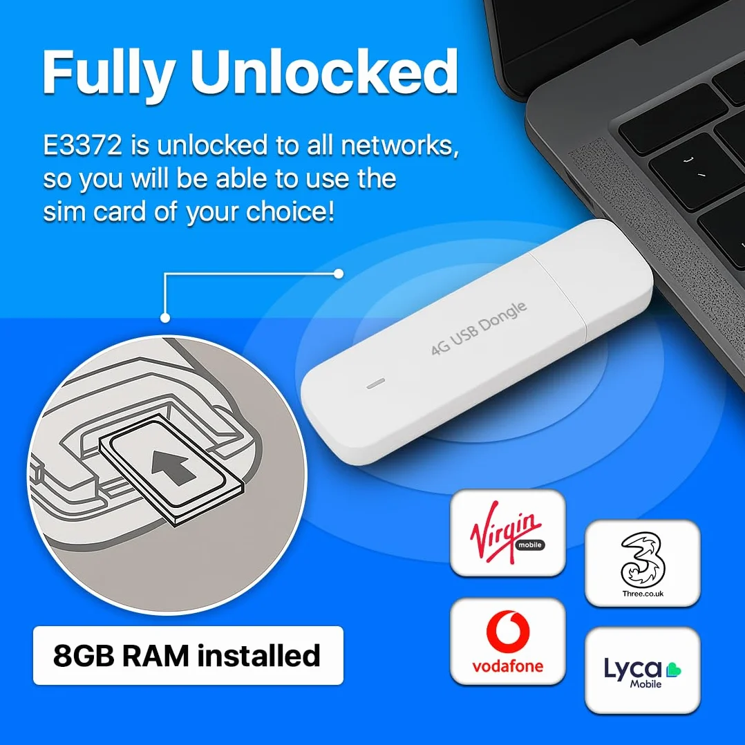 Huawei 4G USB Stick E3372 – 150Mbps de Conexión Inalámbrica