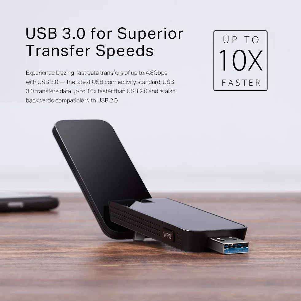 TP-Link Wi-Fi Dongle AC1300 Wireless Dual Band USB Wi-Fi Adapter for PC Desktop Laptop Tablet (Supports Windows XP/7/8/8.1/10/11 and Linux, USB 3.0) (Archer T4U)