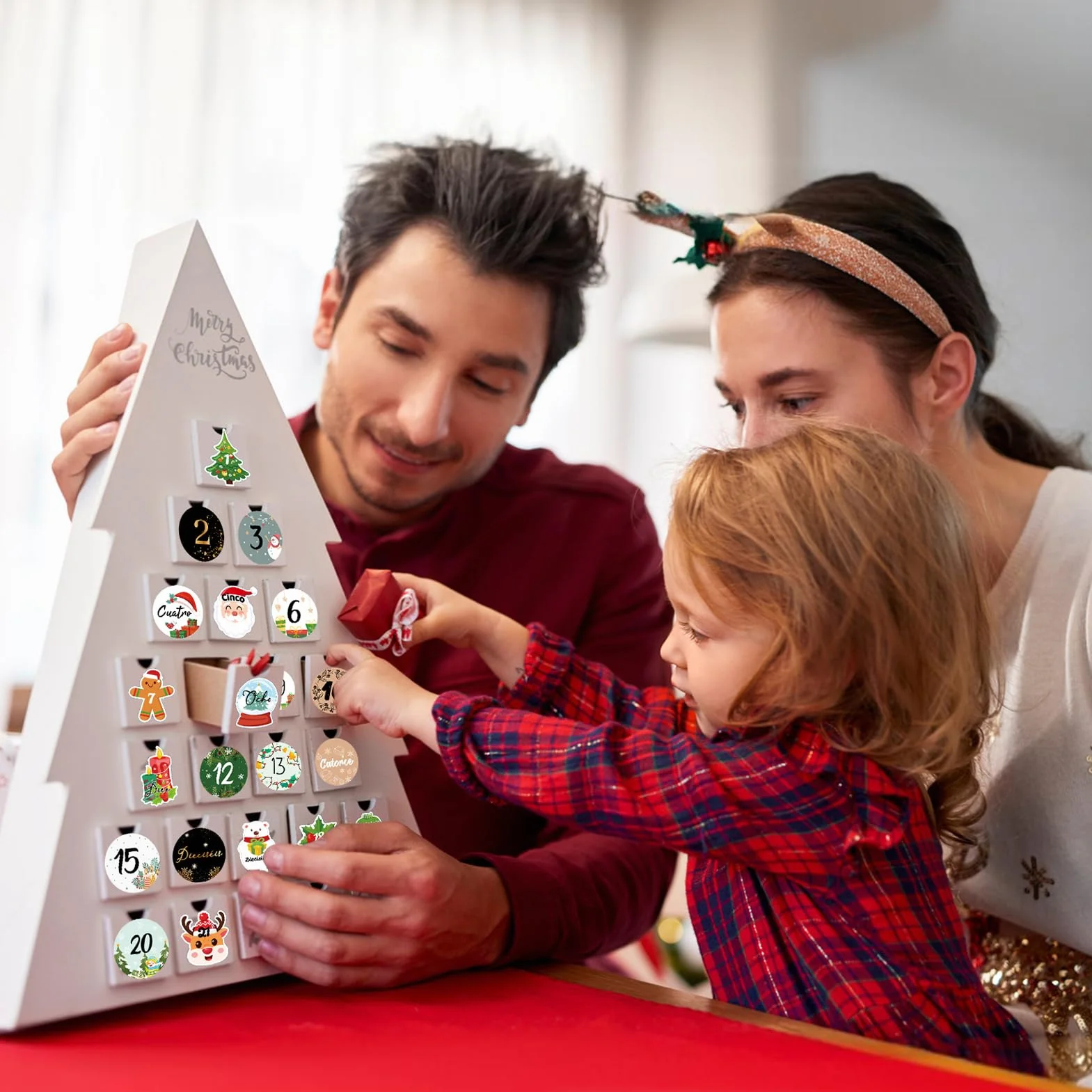 Calendario de Adviento Pegatinas 1-24 Números Autoadhesivas Navidad Decoración