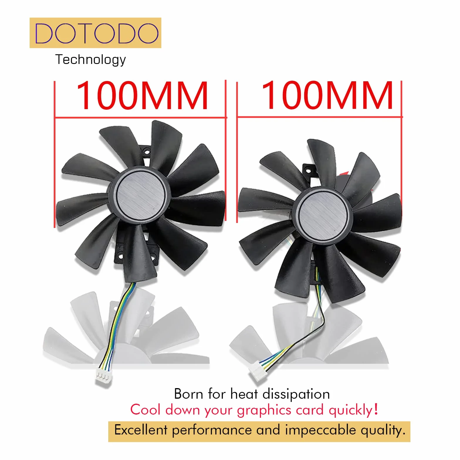 GAA8B2U/GAA8S2U 4Pin GPU Ventilador VGA Cooler Fans para Sapphire R9 380 380X 2g/4G D5 Tarjeta Gráfica Ventilador de Repuesto (Negro-A Juego de dos)
