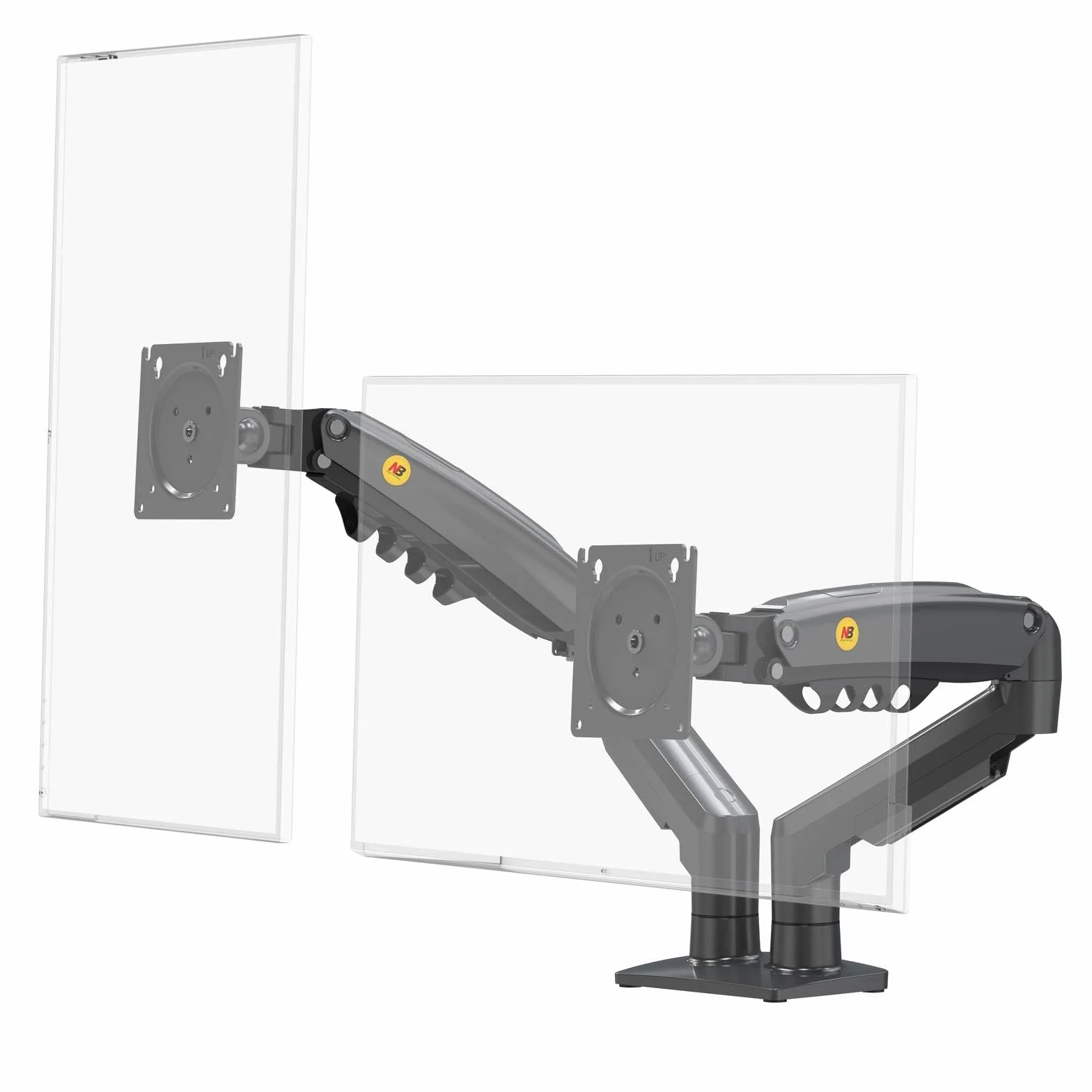 Soporte de Escritorio para 2 Pantallas LCD LED de 17 a 32 Pulgadas, Ajuste en Varios Ejes, pivote, Muelle de Gas de hasta 2 x 9 kg