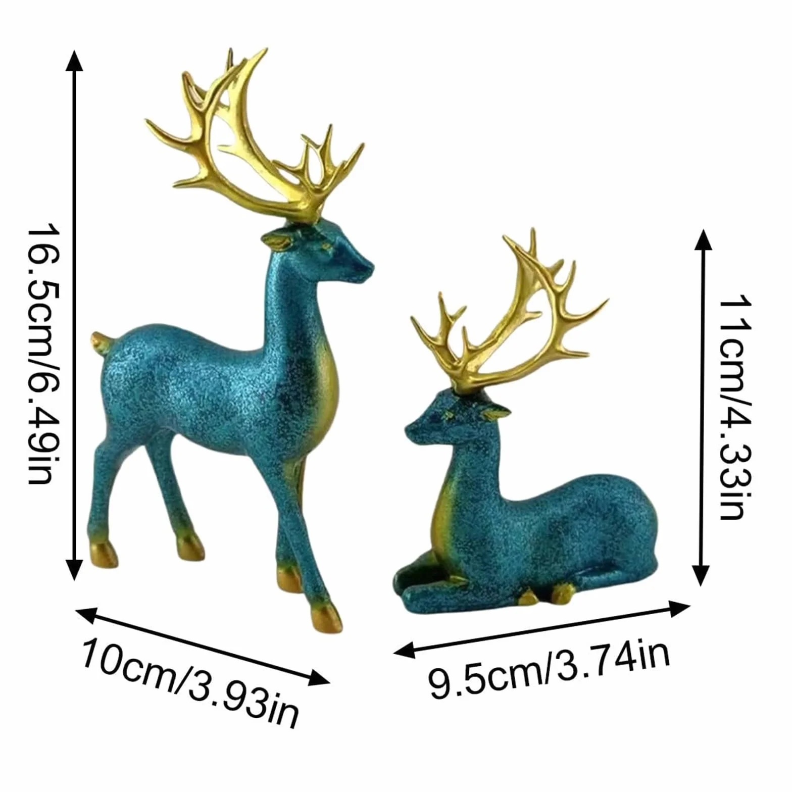 Kashyke 2 figuras decorativas navideñas de reno, estatuas de ciervo grandes, decoración interior elegante