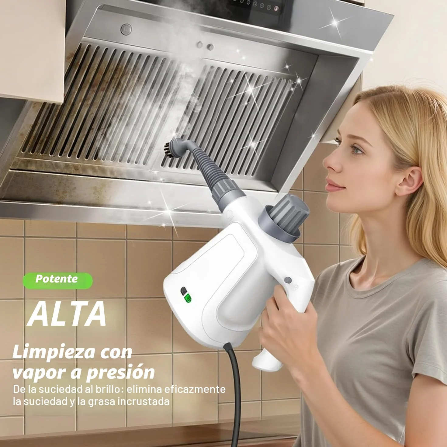 Vaporeta Limpieza Hogar 3.2bar 400ml Limpiador a Vapor Portátil para Casa Coche Cortinas Baños Cocinas
