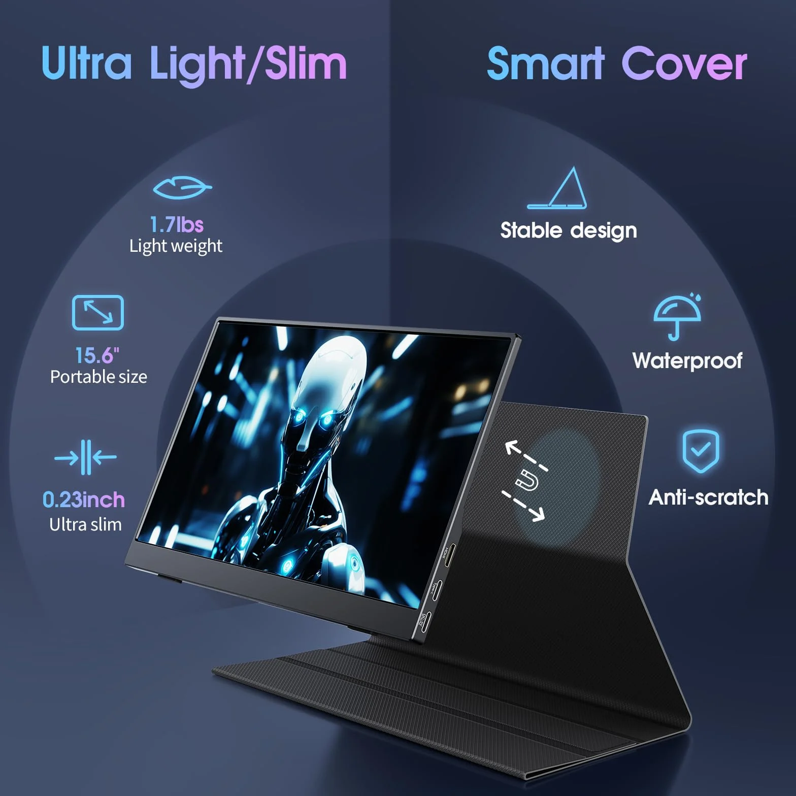 COOLHOOD Monitor Portatil 15.6 Pulgadas 1080P FHD IPS 100% SRGB USB C Mini HDMI para Móvil Laptop PC PS5