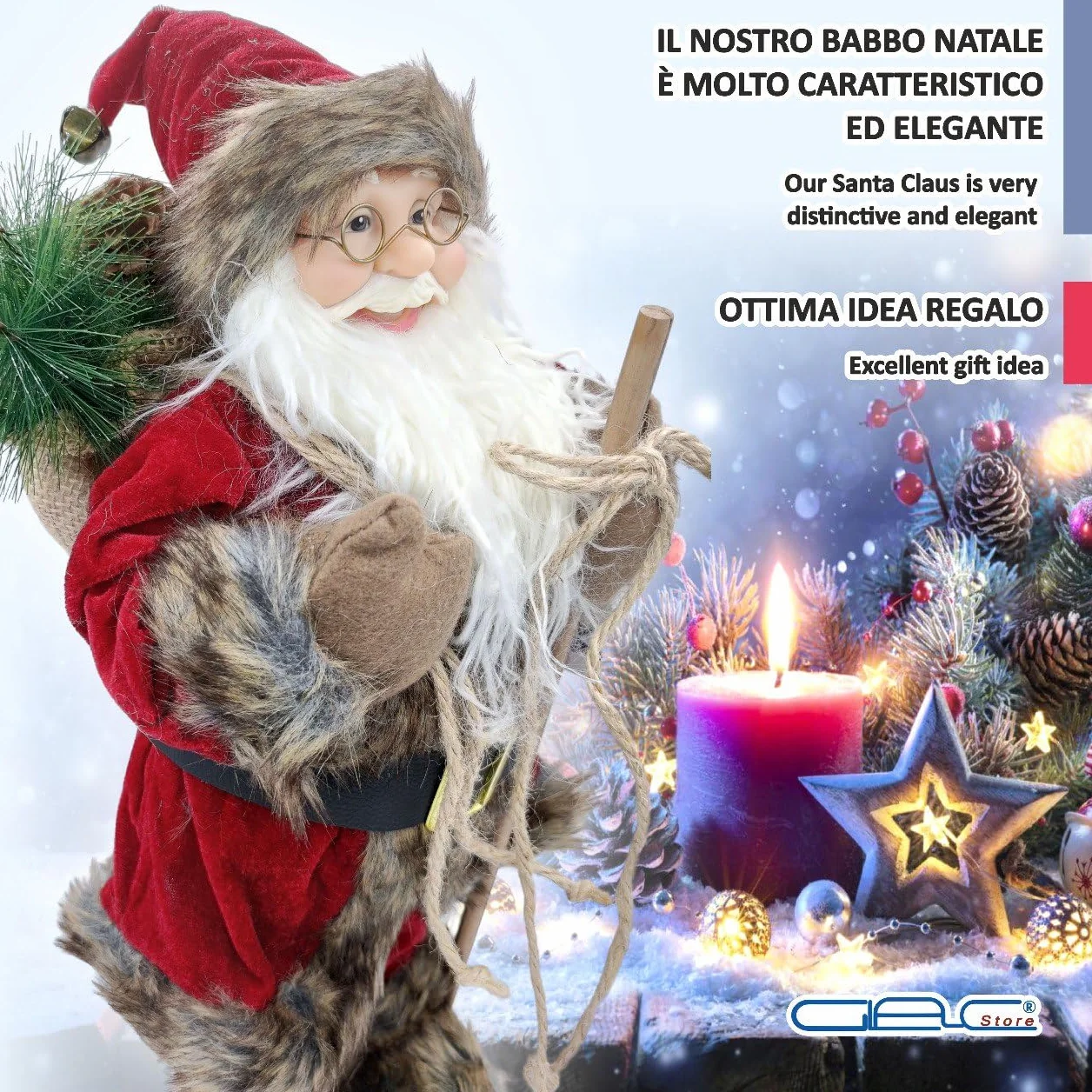 Figura de Papá Noel Santa Claus 60 cm 80 cm rojo blanco decoración navideña regalo