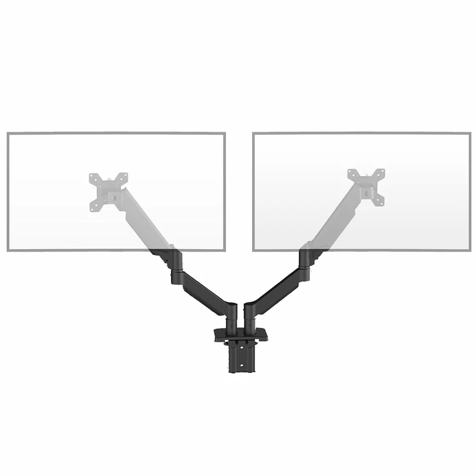 Audizio CMA20G Soporte para 2 monitores de PC, Soporte para Monitor Doble, Brazo Giratorio, Pantallas de 17" a 32", Placa VESA 100x100 y 75x75, Incluye organización de Cables, rotación de 360°, Negro