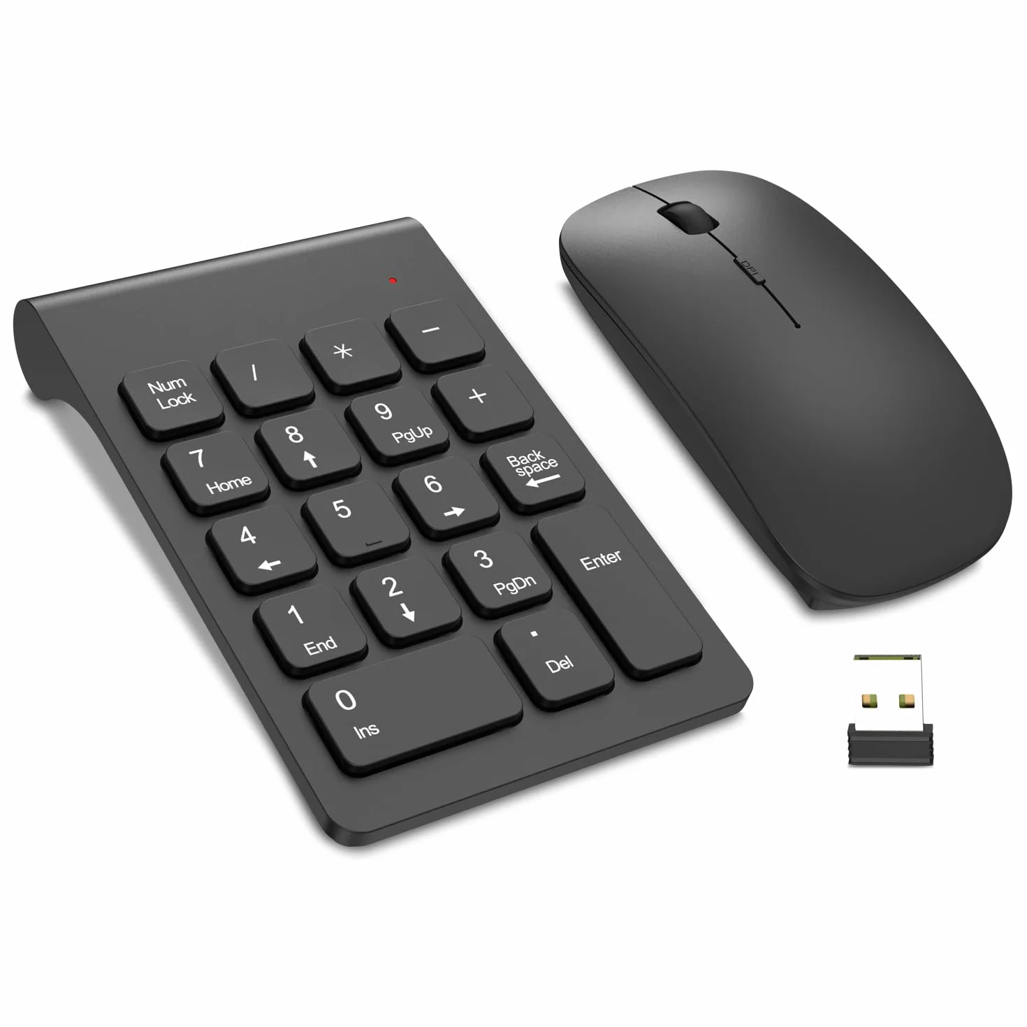 TRELC Teclado numérico inalámbrico, Mini 2.4G, 18 Teclas, Teclado numérico portátil silencioso de Contabilidad financiera, Extensiones de Teclado numérico con Mouse inalámbrico para Laptop, PC
