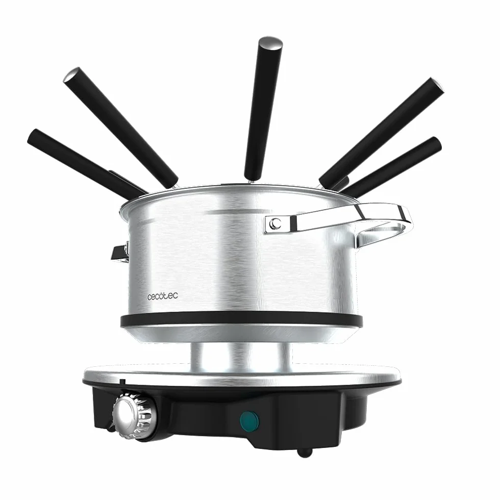 Cecotec Fondue Eléctrica para 8 Personas Fun Gourmetfondue Advance. 1500W, Capacidad 1,7L, Queso, Chocolate y Aceite, Diseño en Acero Inox, Potencia Regulable, Piezas Aptas para Lavavajillas