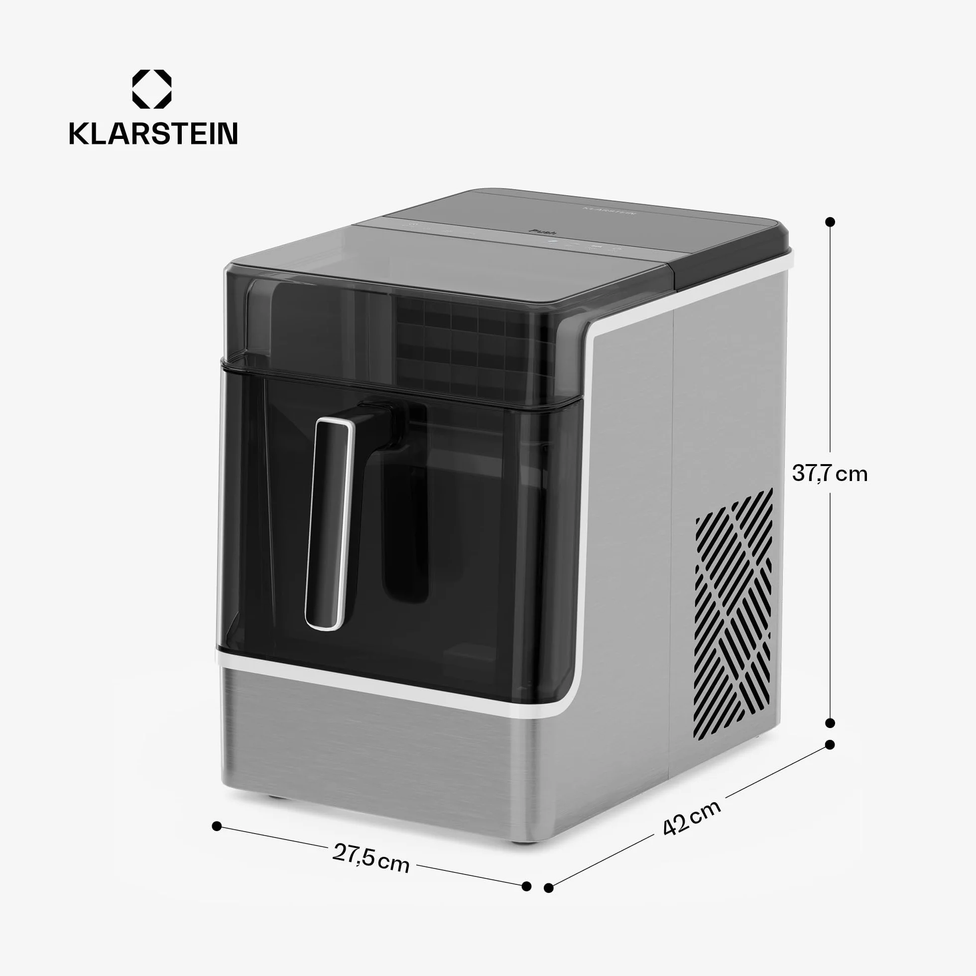 Klarstein Máquina de Hacer Hielo Acero Inoxidable 23kg/24h 32 Cubitos/17min Limpieza Automática