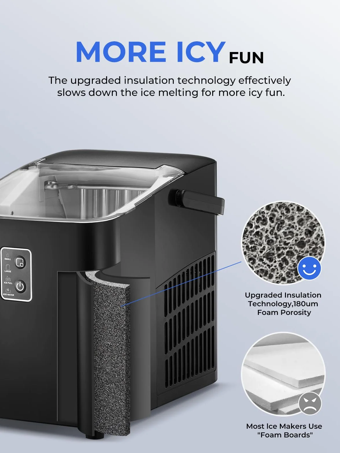 FOHERE Máquina de cubitos de hielo, 14 kg/24h, autolimpiable, 2 tamaños de cubitos, cocina