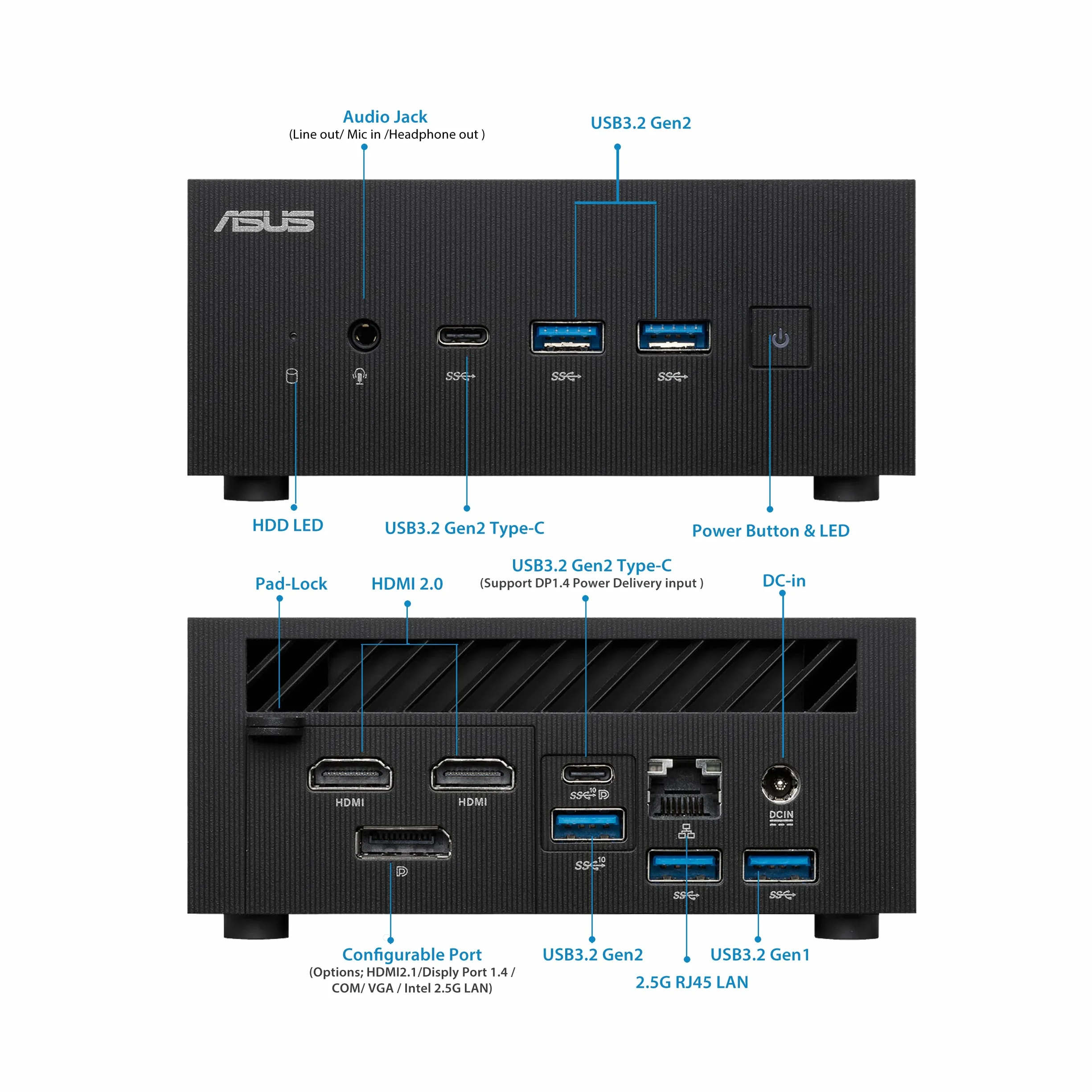 ASUS ExpertCenter PN52-BBR758HD - Mini Ordenador de sobremesa Barebone (AMD Ryzen 7 5800H, DisplayPort 1.4, Radeon Graphics, WiFi 6, Sin SO) Negro