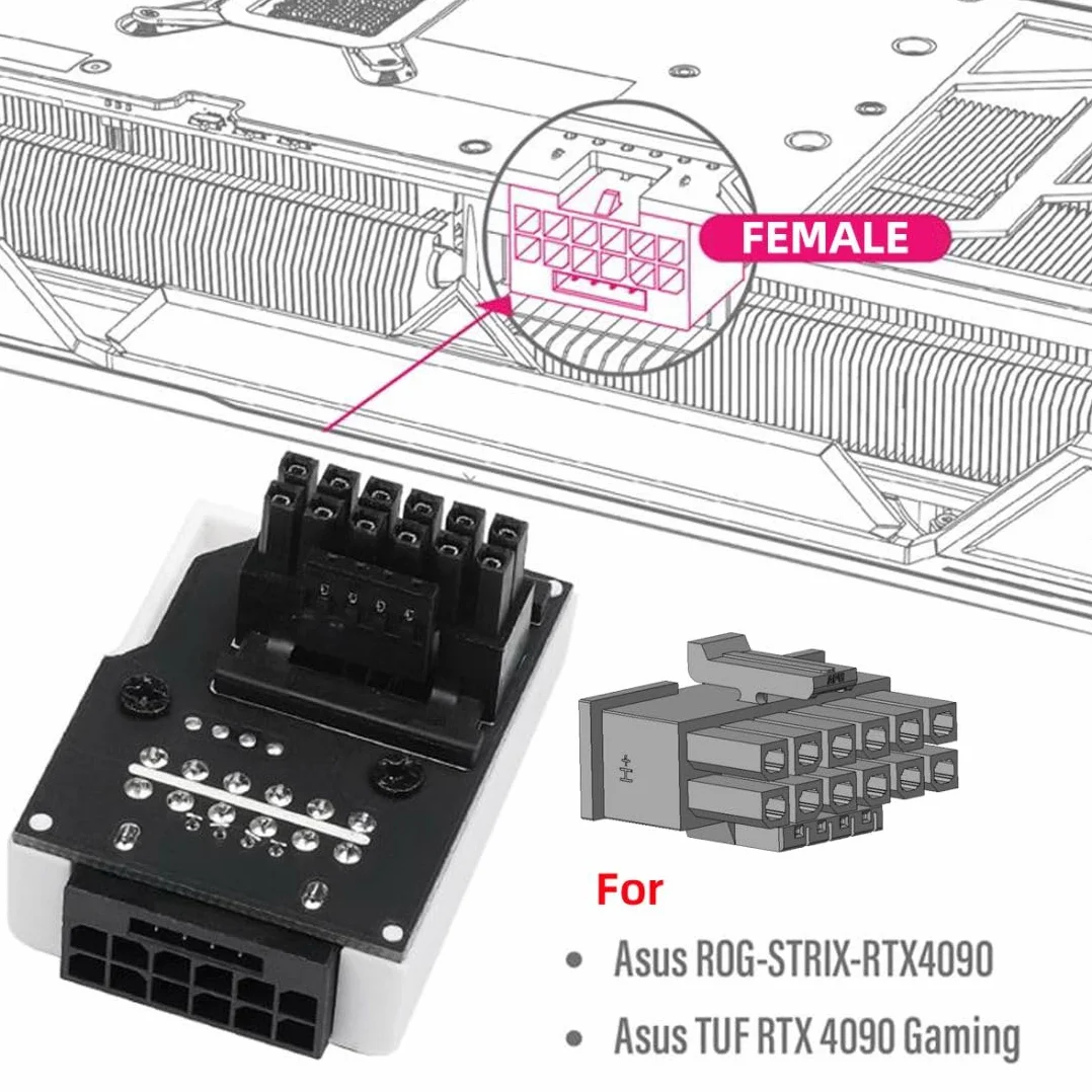 chenyang ATX3.0 PCI-E 5.0 12VHPWR 16Pin Power Modular 90 Degree Down Angle Connector Adapter for 3080 3090TI PSU Graphics Card