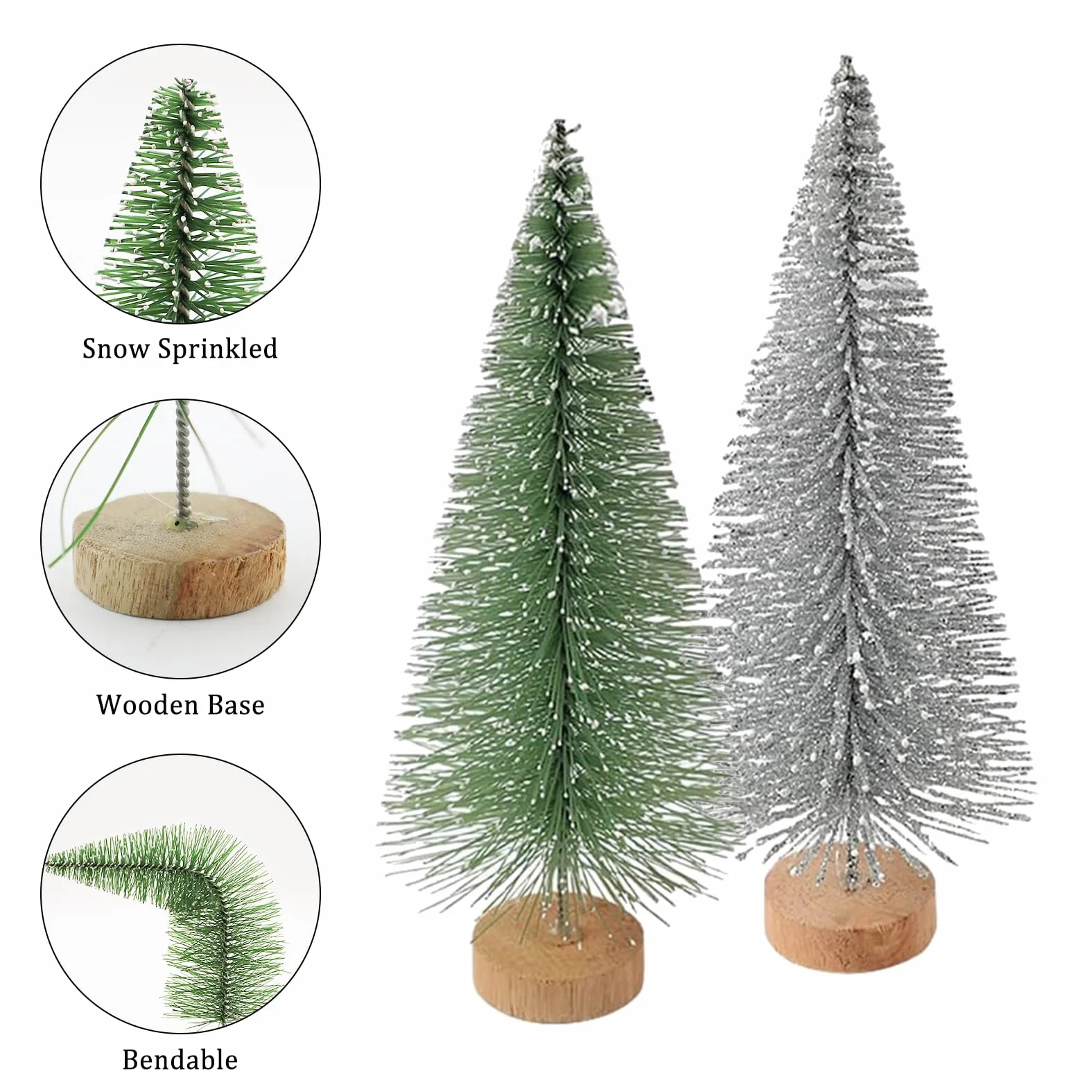 Mini Árbol de Navidad Abeto Decoración Navideña 20 Piezas para Ventana Tienda DIY