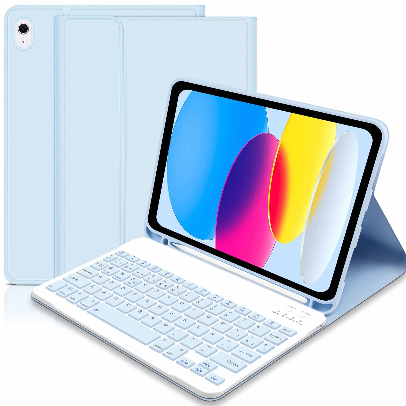 Lielax Funda con Teclado Español Ñ para iPad 10 Generación 2022/11 Generación A16 2025 (10.9/11 Pulgada),Teclado Bluetooth Magnético Desmontable para 10.ª Gen 2022, Azul