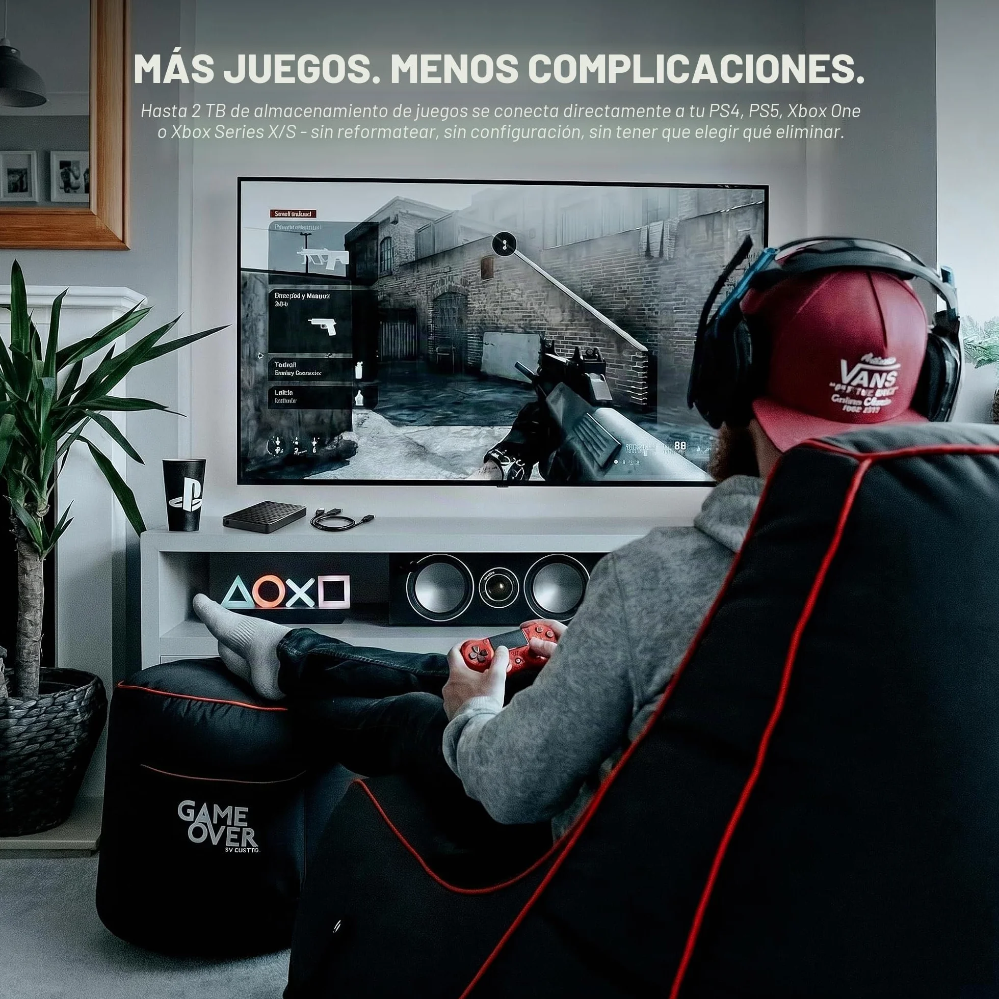 ModusTech Facet 1TB Disco Duro Externo Portátil USB-C/USB 3.1 — HDD Fino de 2,5 Pulgadas para Copias de Seguridad, Gaming, PC, Mac, Portátil, PS4, Xbox, Smart TV (Negro)