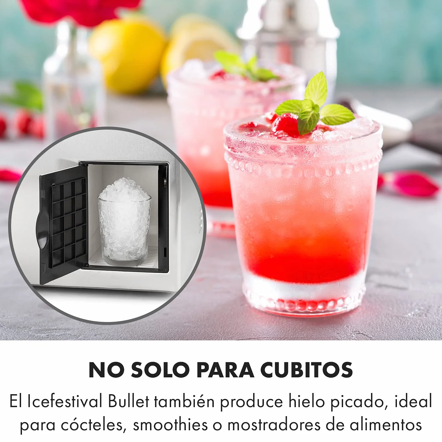 Klarstein Icefestival Cube máquina de hielo 400 W 12-20 kg/24h 1,9 kg 1,8 l 3 tamaños gris metalizado