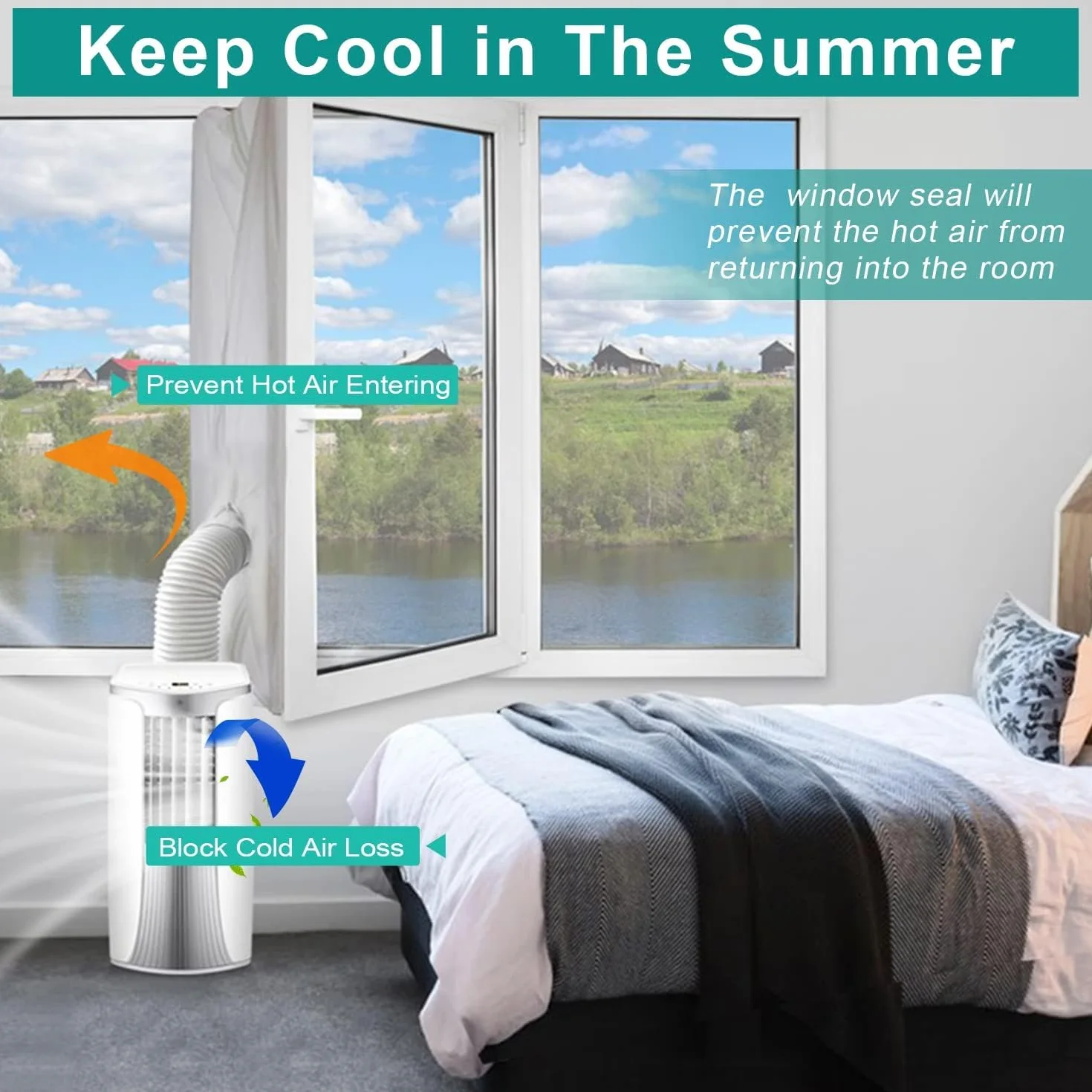 Sello de ventana de aire acondicionado impermeable 400 cm para AC portátil