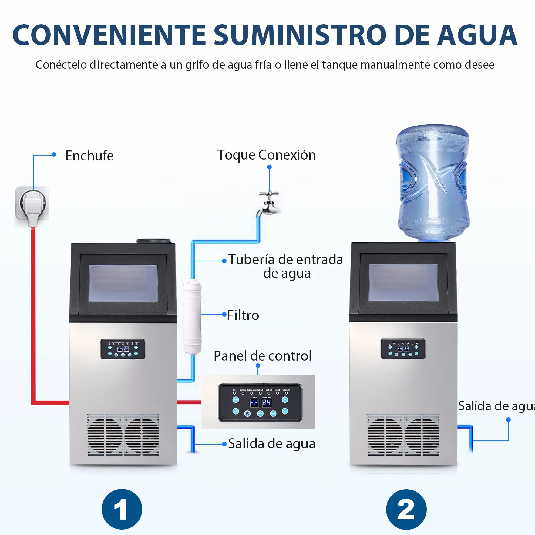 Máquina de Hacer Hielo Industrial WILPREP 480W 41kg/24h Acero Inoxidable LCD