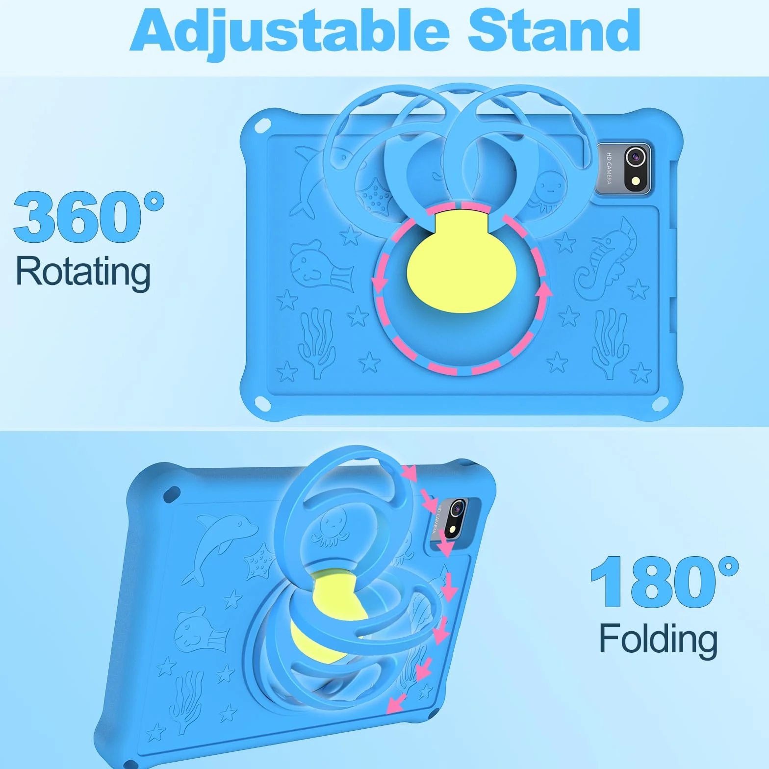 Tableta para Niños de 10.1 Pulgadas,Tabletas Android 13 con Funda Protectora, 8+128GB,Pantalla IPS 1280 * 800,Cámara Dual 2MP+5MP,6000mAh,Tableta Aprendizaje con Control Parental e iWawa,Azul
