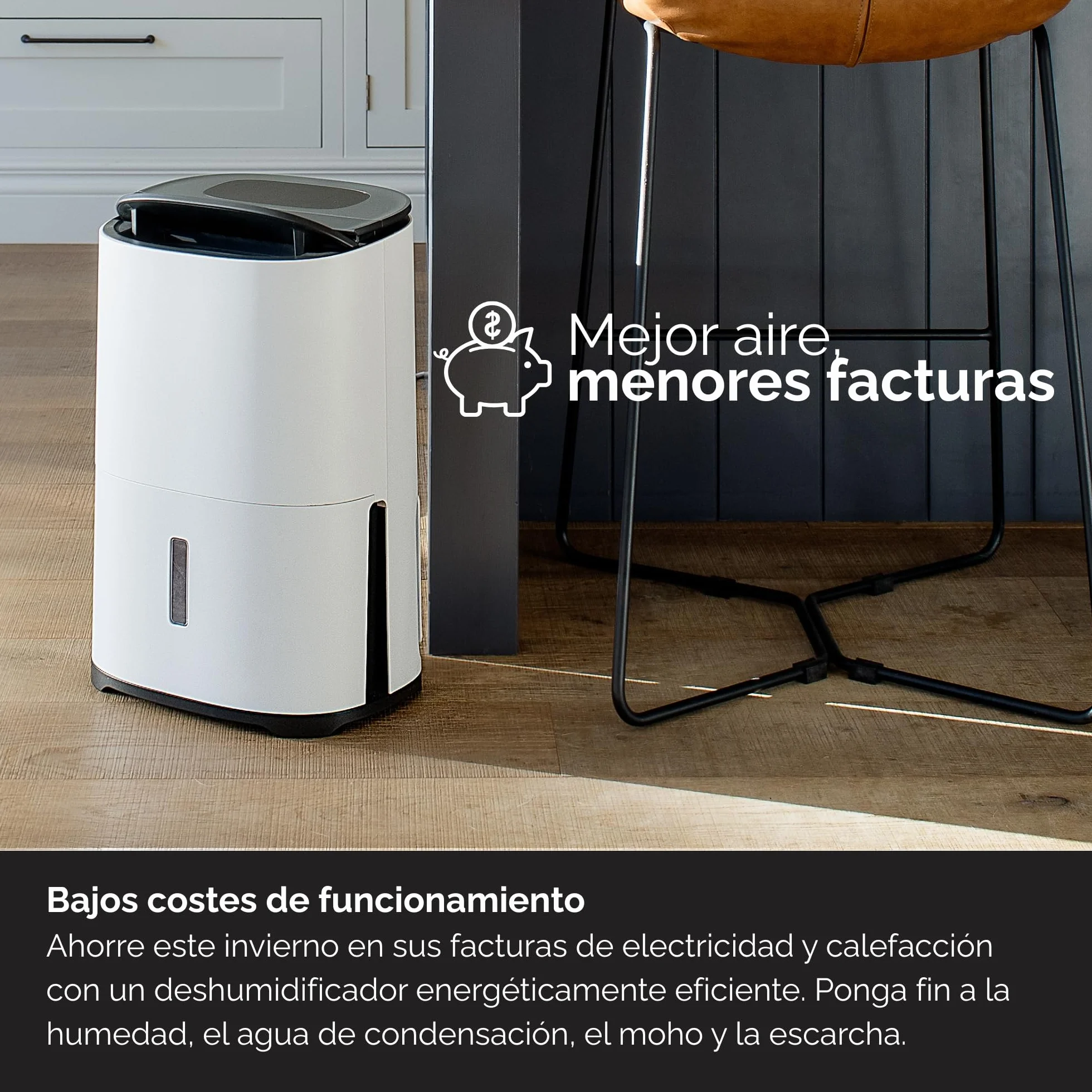 MeacoDry Arete Two 20L Deshumidificador Purificador Silencioso 38 dB App Móvil Alexa Filtro HEPA Secado Ropa