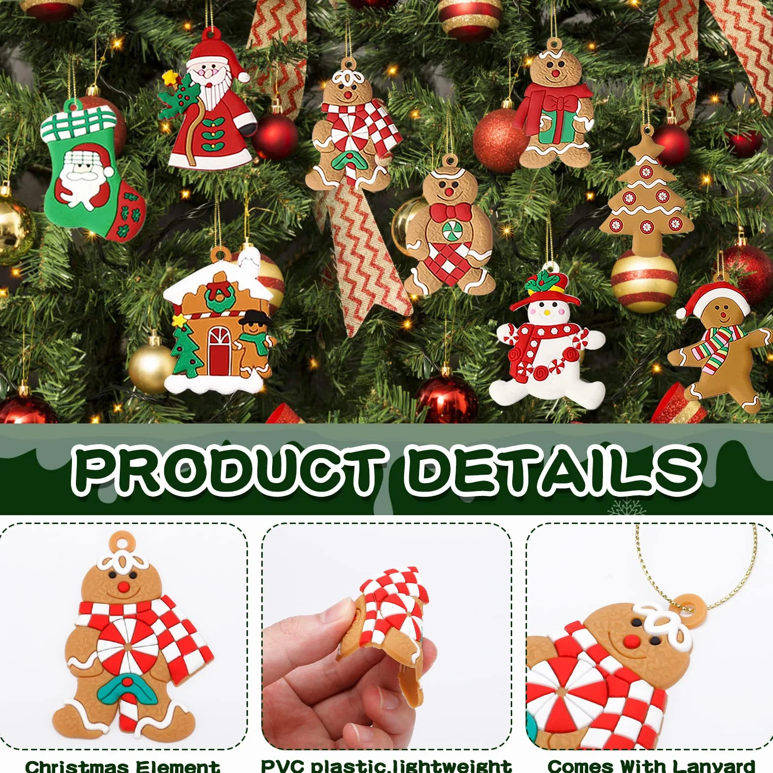 Adornos Navideños de Pan de Jengibre 20 Piezas Mini Colgantes para Árbol de Navidad