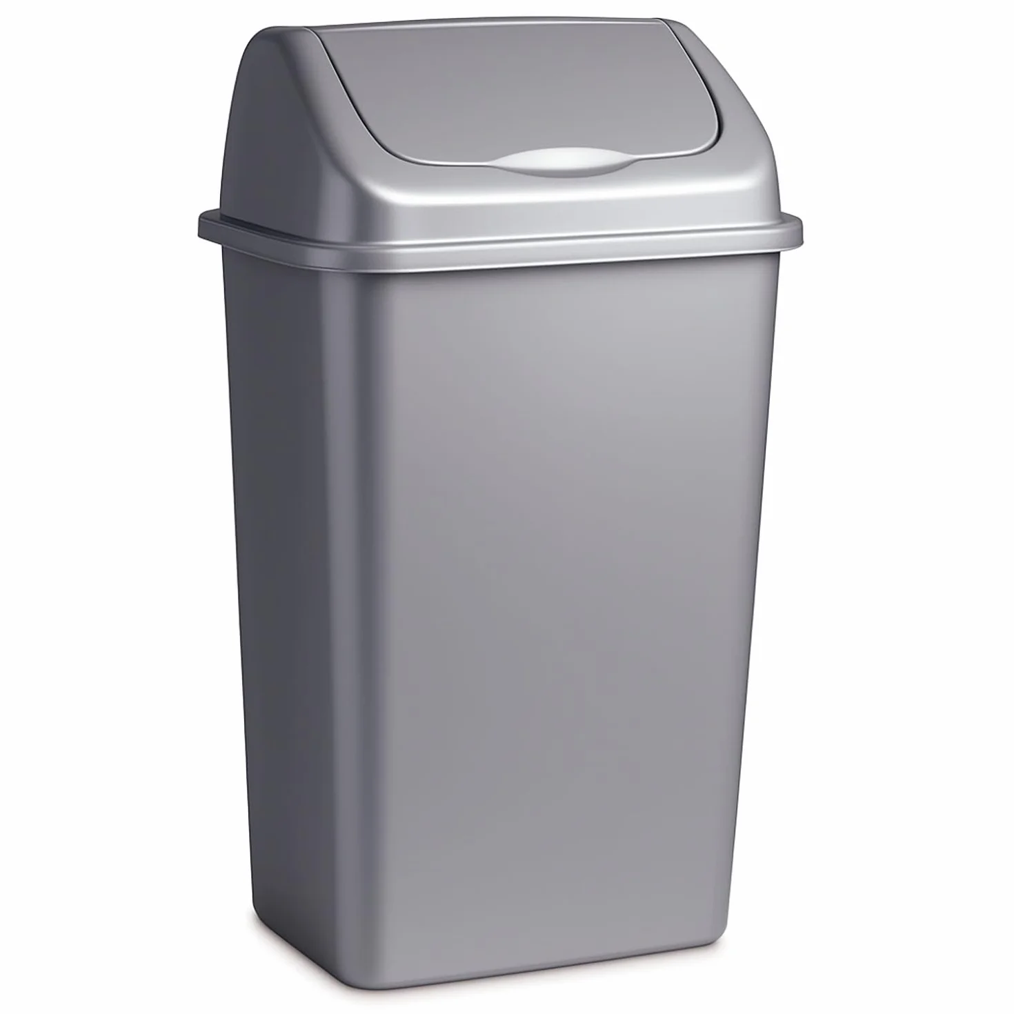 TIENDA EURASIA - Papelera con Tapa Basculante, Cubo de Basura 50 Litros, Papelera para Baño, Oficina, Cocina, Cubo Basura Tamaño 40 x 35 x 68 cm (Plata)