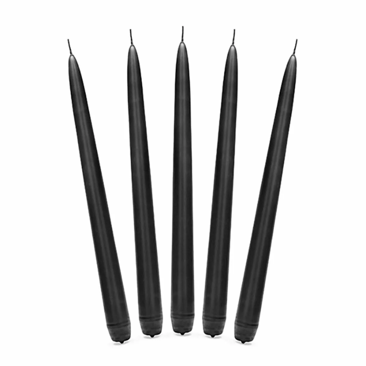 Juego de 10 velas cónicas de cera negras mate 24 cm 5 horas