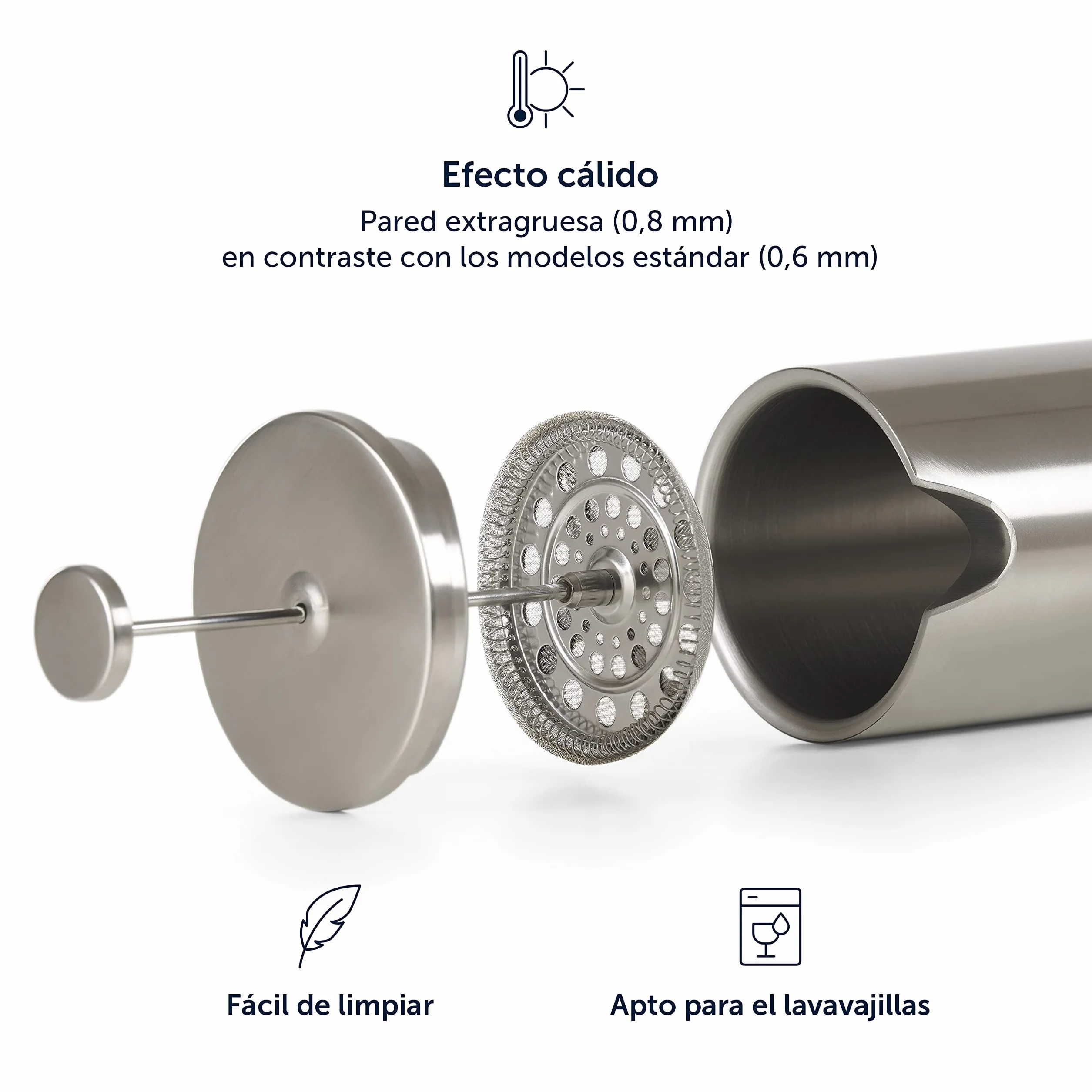 Blumtal Prensa Francesa de Acero Inoxidable 600 ml Cafetera Termo Doble Pared Aislada