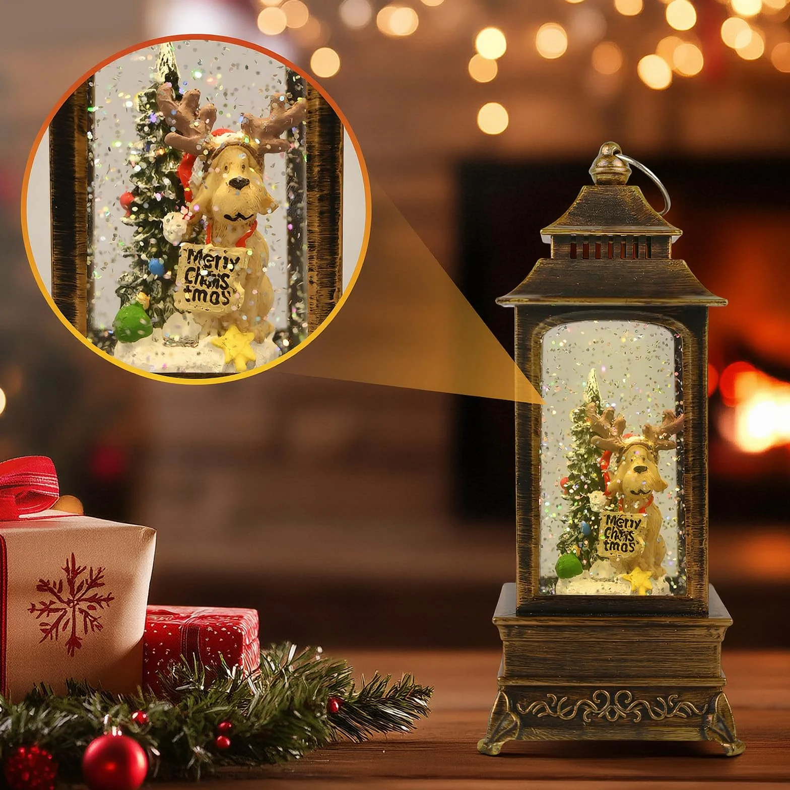 Globos de Nieve Navideños Musicales Giratorios, Linterna USB Pilas Extra Grande Decoración Navidad