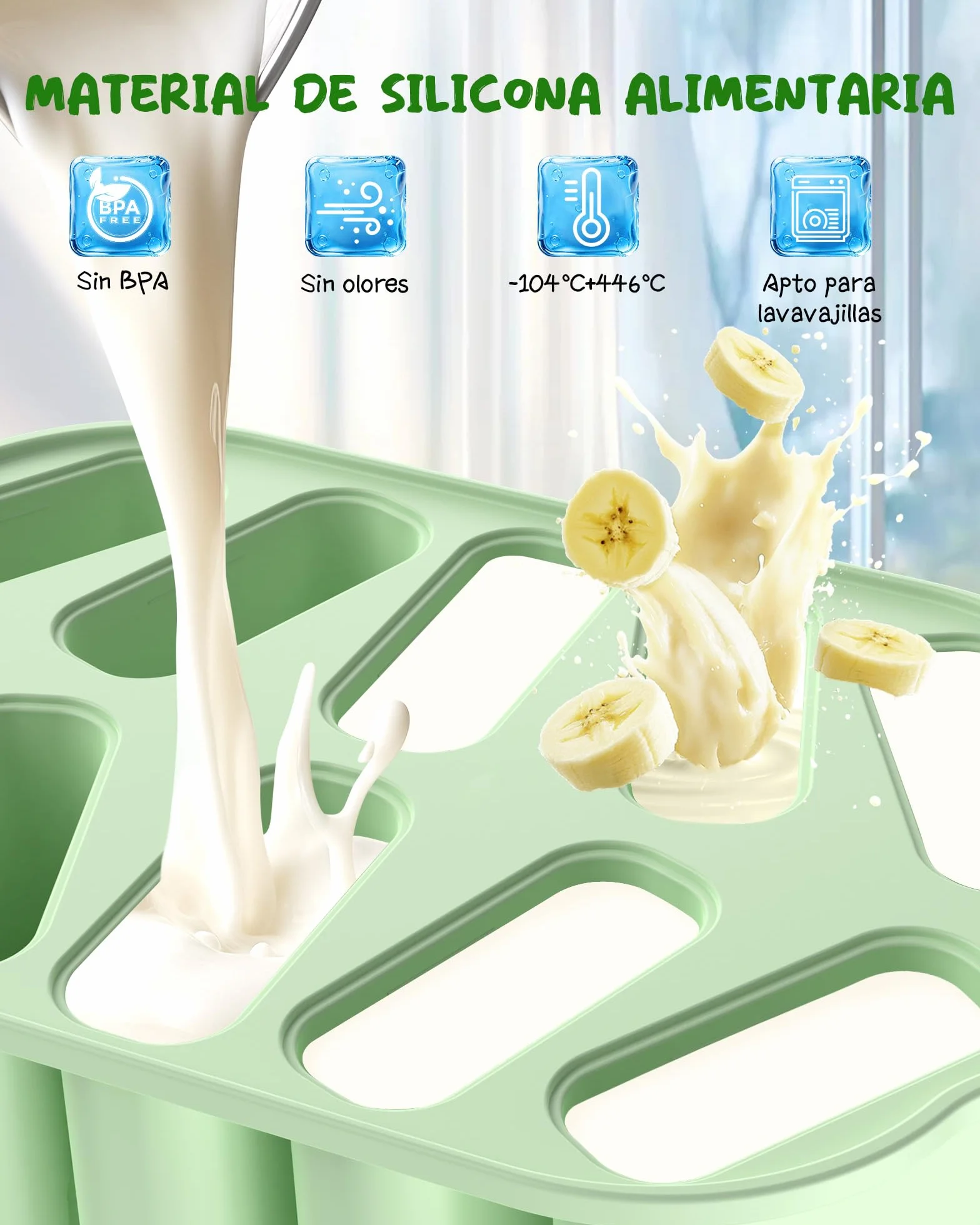 Moldes de silicona para helados 10 cavidades con tapa impermeable sin BPA