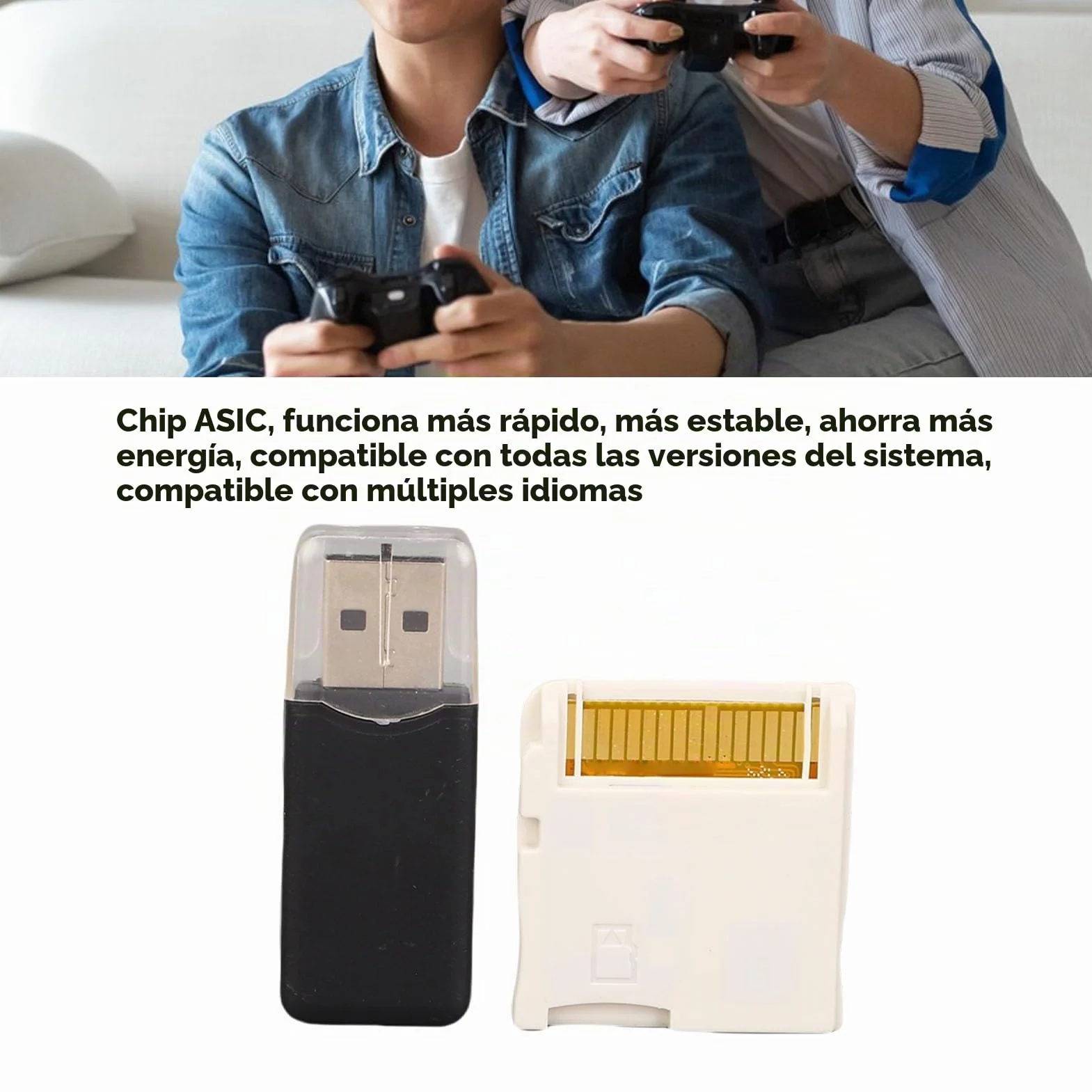 Tarjeta de Memoria para Videojuegos R4, Tarjeta Flash con Chip ASIC con Lector, Interfaz Personalizable para Consola de Juegos 2DS 3DS, Actualización 2025 (White)