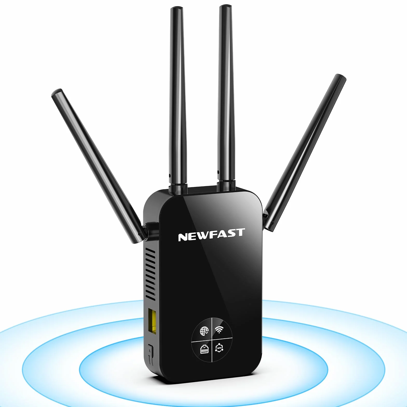 NEWFAST Repetidor WiFi Amplificador Señal WiFi 1200Mbps 5GHz Extensor Wi-Fi para Casa/Oficina, AC1200 Wi-Fi Extender Doble Banda 4X Antenas de Alta Ganancia, Puerto Ethernet, 5 Modos, WPA/WPA2