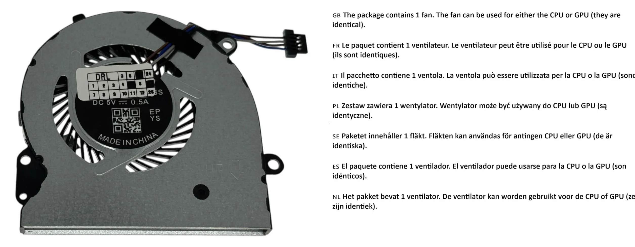 Ventilador de refrigeración de CPU para HP Pavilion 15-CS, 15-CW, NP: L23895-001, L25585-001, L23994-001 (memoria gráfica discreta)