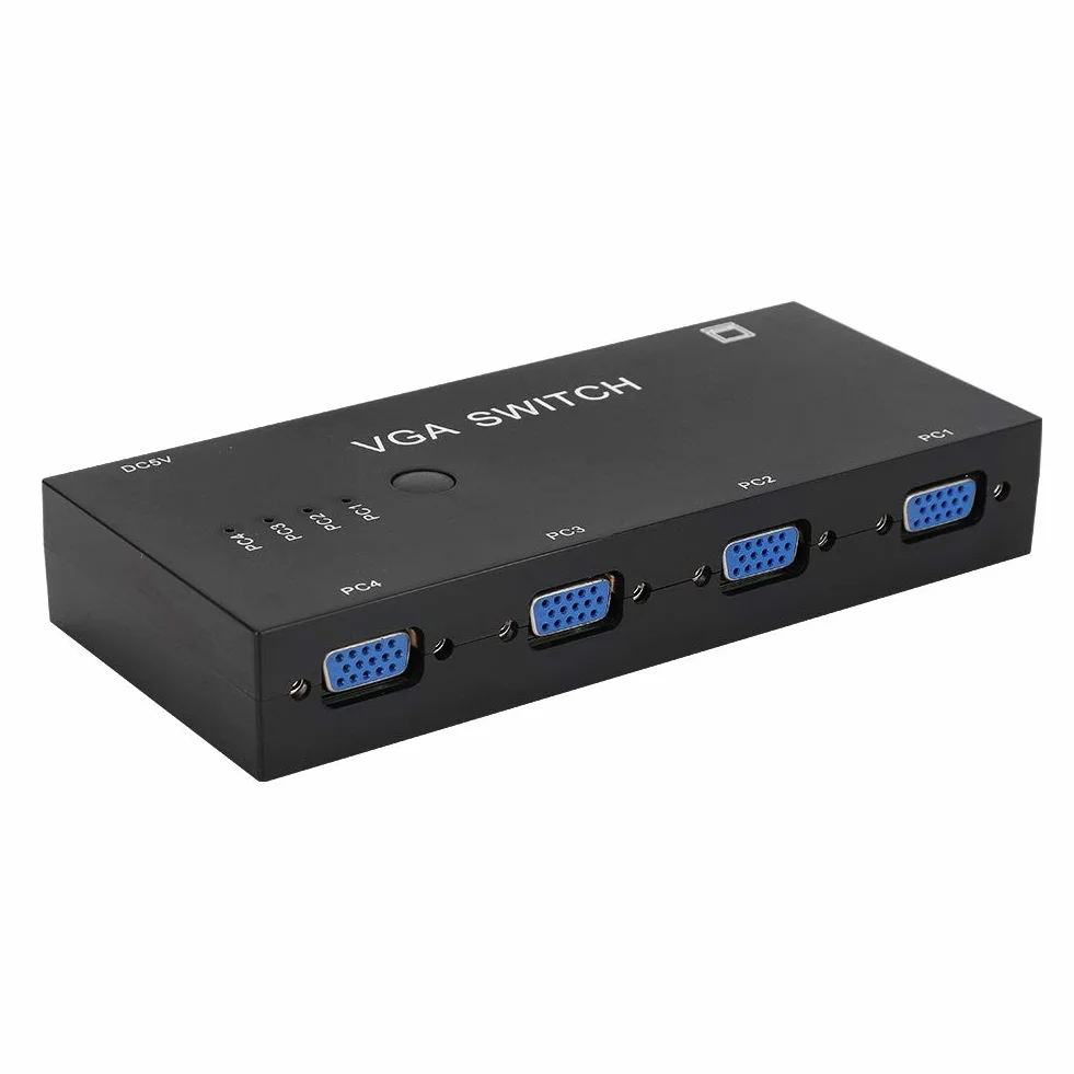 ASHATA VGA Switch de 4 Puertos VGA Splitter 4-in 1-out Video Converter Switcher Accesorio de Computadora 1920 X 1080 para Pantalla HD VGA y Video Metal Splitter Amplificador para PC con Pantalla LCD