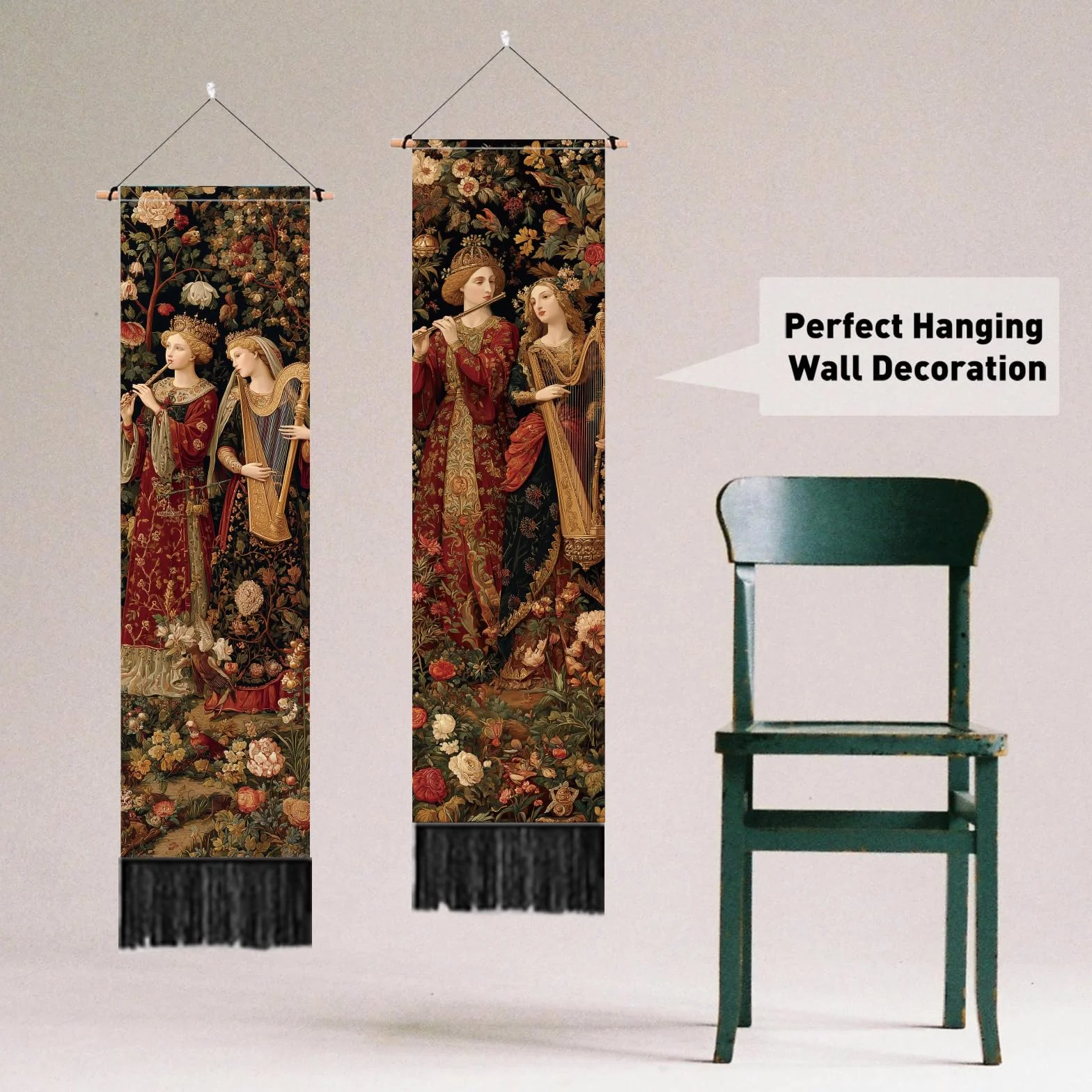 PLIGREAT 2 Paquete Tapiz Medieval con Músicos Retro Colgante de Pared Decorativo Estético para Dormitorio Salón