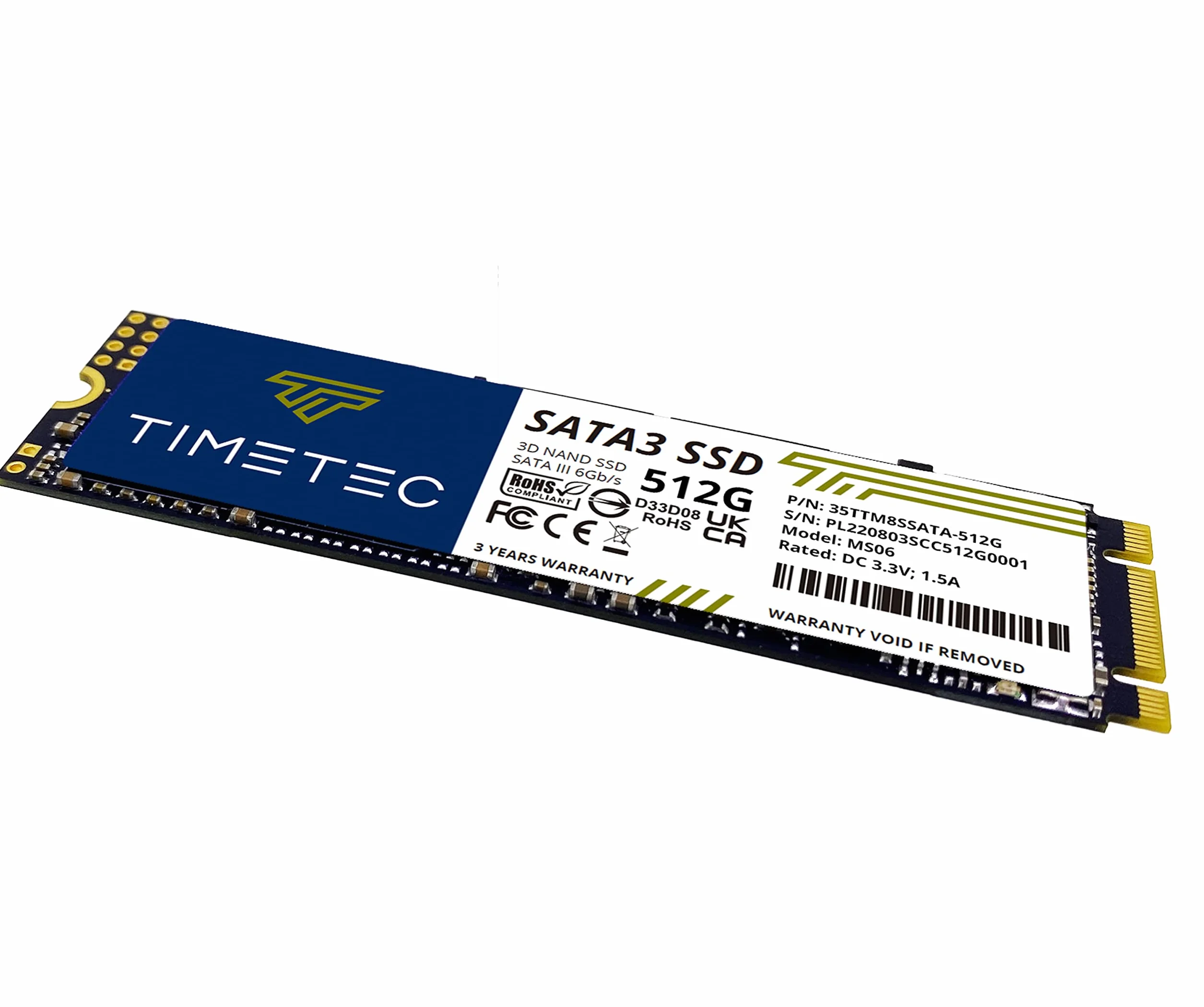 Timetec 512GB SSD 3D NAND TLC SATA III 6Gb/s M.2 2280 NGFF 256TBW Read Speed Up to 550MB/s SLC Cache Performance Boost Internal SSD for PC Computer Laptop and Desktop (512GB)