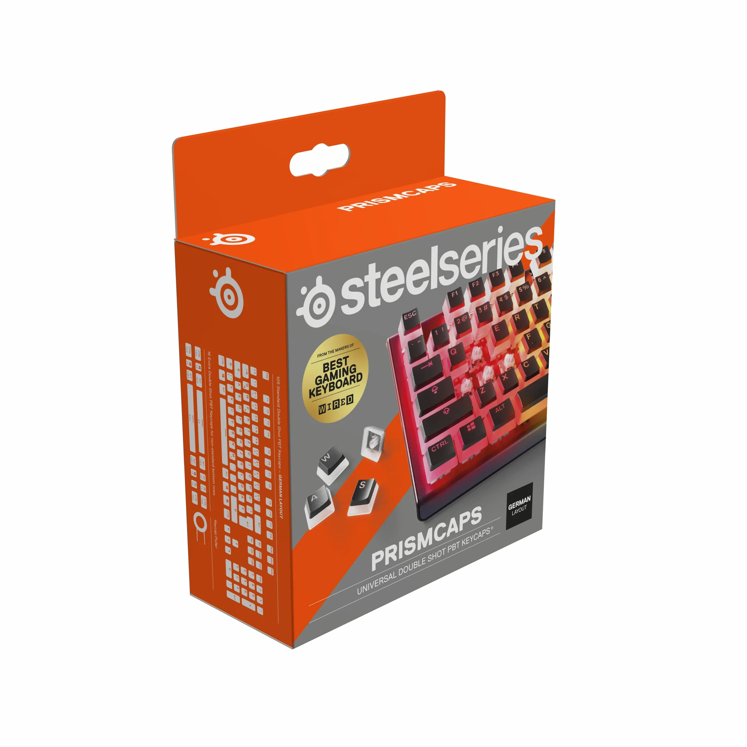 Steelseries PrismCaps – Juego de Teclas de Doble Disparo con Aspecto de pudín, compatibilidad con Todos los teclados mecánicos comunes, mortero MX – Negro (disposición de Teclado alemán)