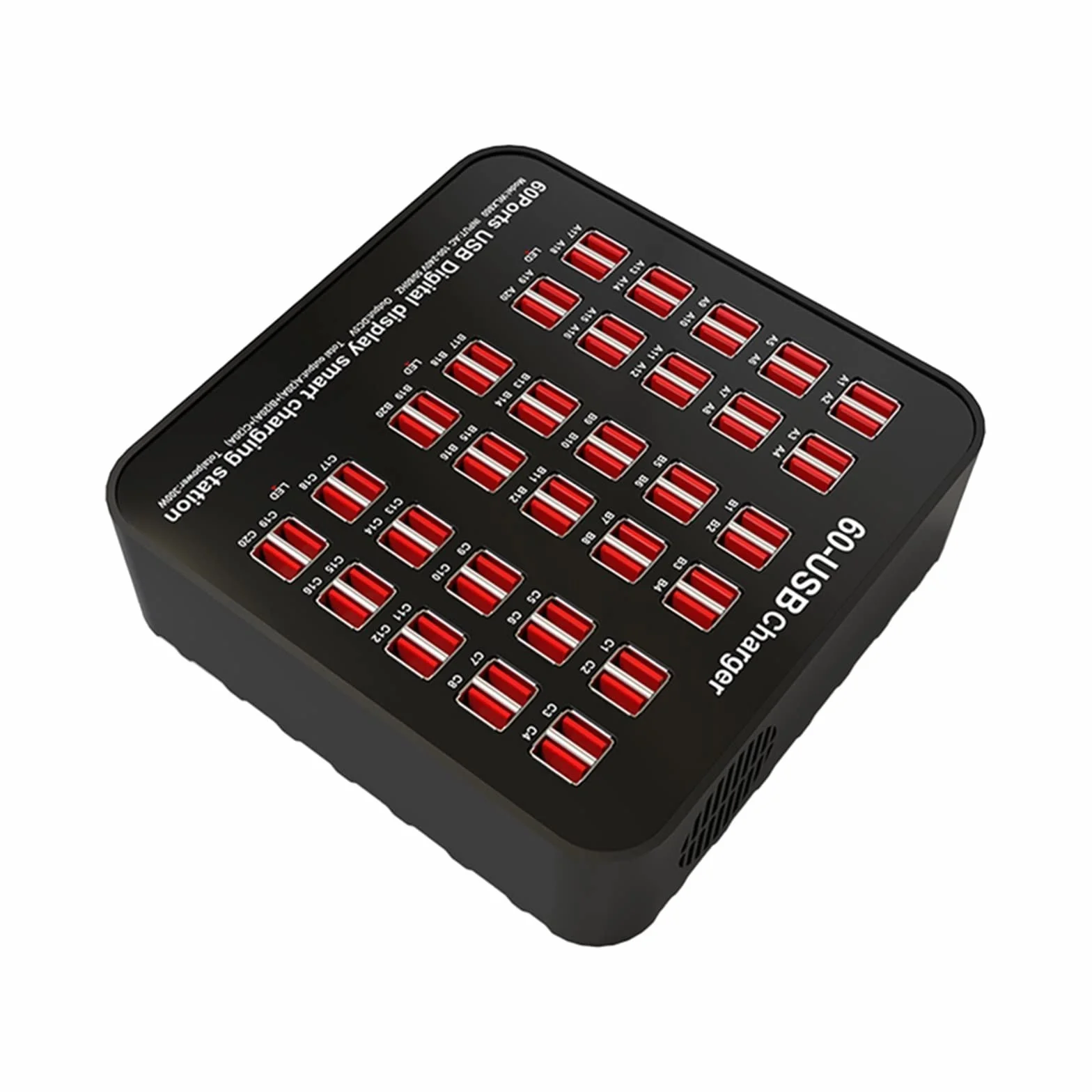 EstacióN De Carga USB, Smart 60 puertos USB Hub Estación de carga Toma de corriente Multi puerto Velocidad Cargador de pared Cargador de muelle Adaptador de oficina en casa Compatibilidad MáS Segura Y
