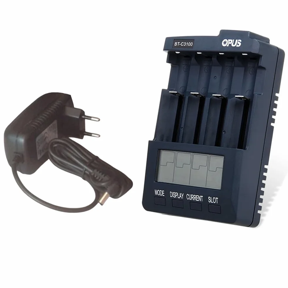 BT-C3100 Adaptador de Cargador de Batería Universal Inteligente de 4 Ranuras para Baterías Recargables de Iones de Litio Enchufe UE