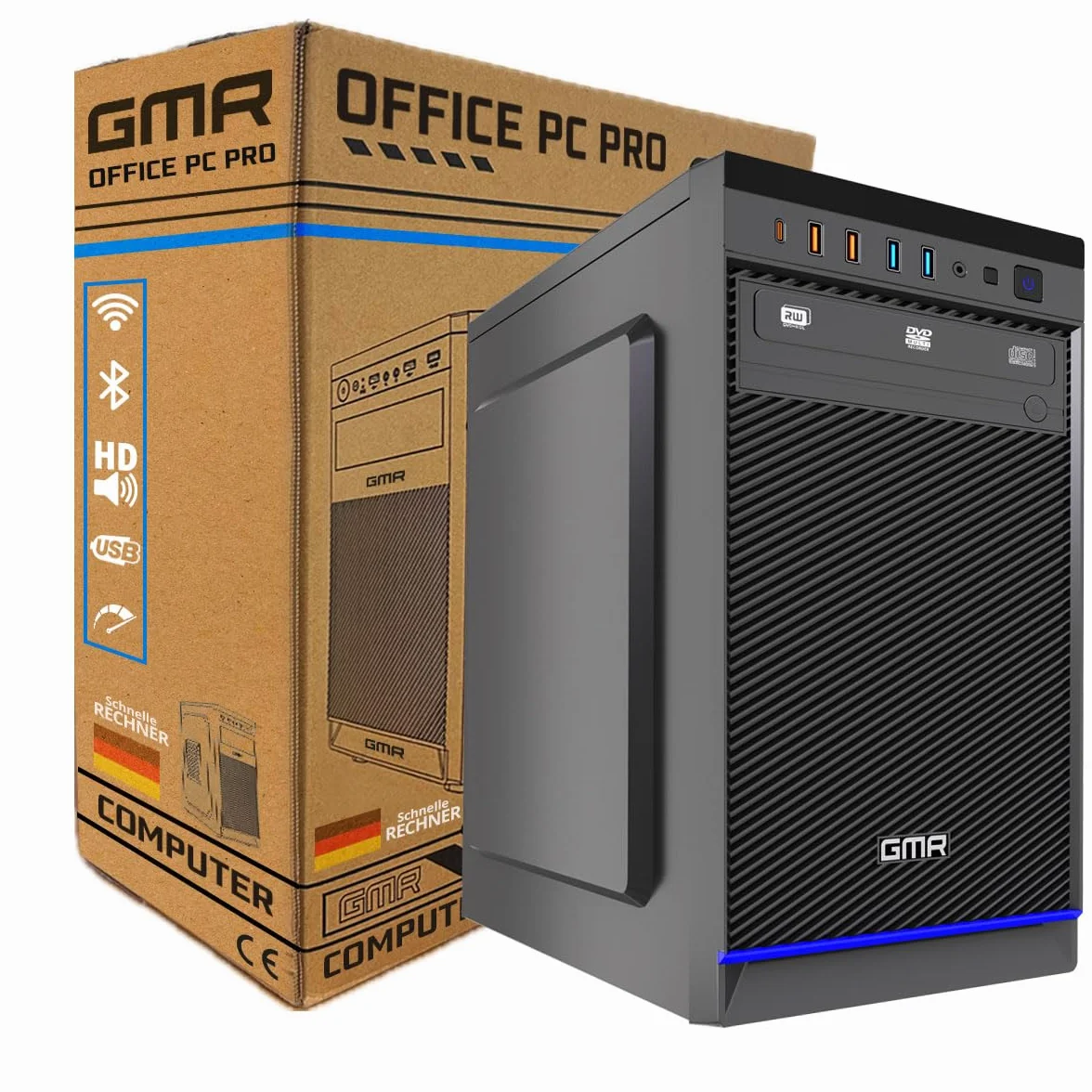 GMR Ultra i5 Office PC - Ordenador de Oficina para Empresas | 3 Años de Garantía | 16 GB de RAM | SSD M.2 de 512 GB | USB 3 | Windows 11 Pro | WiFi-Bluetooth
