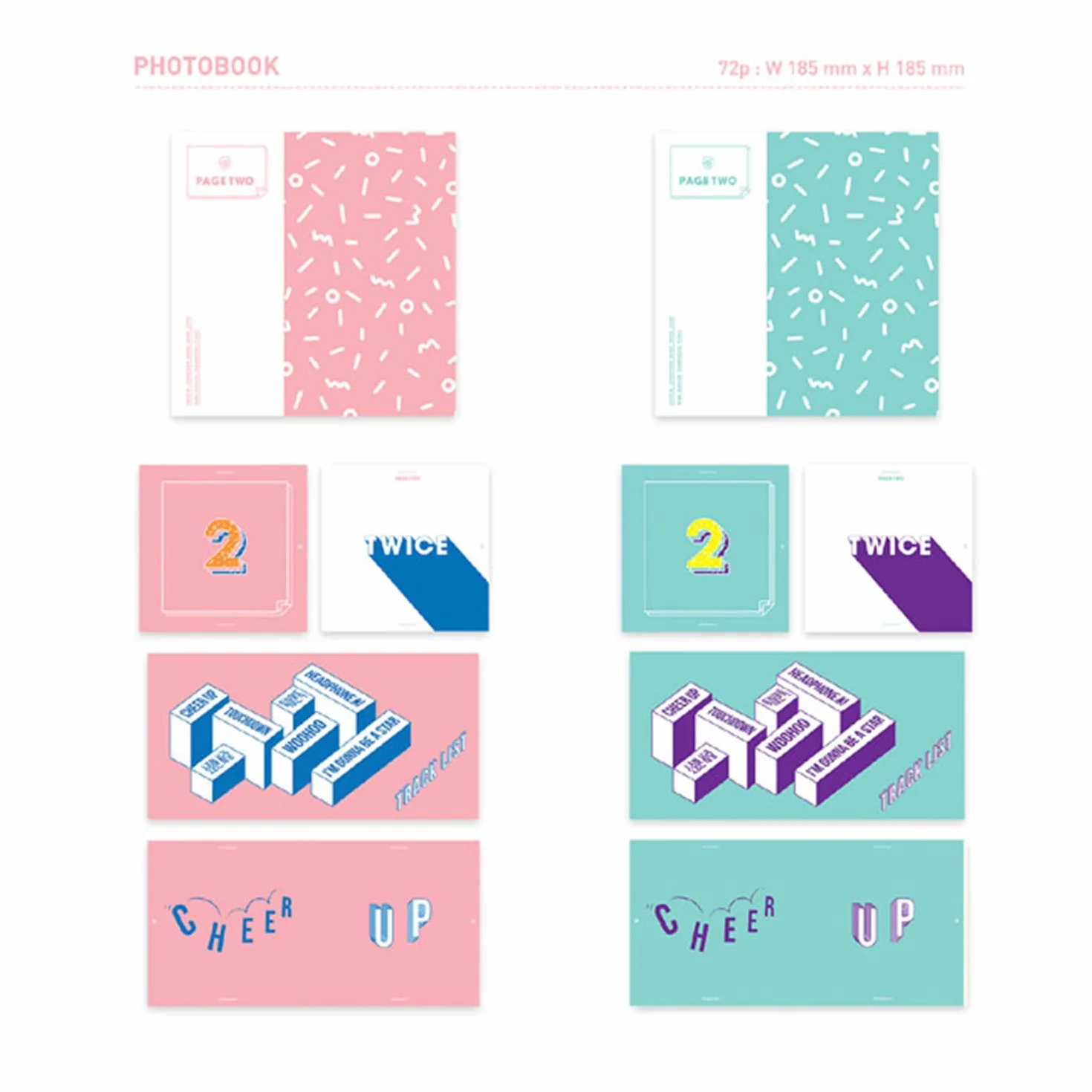 TWICE 2nd Mini Album PAGE TWO PINK Ver. CD-R Photobook Garland Lenticular Card Photocard Pin Button Badges