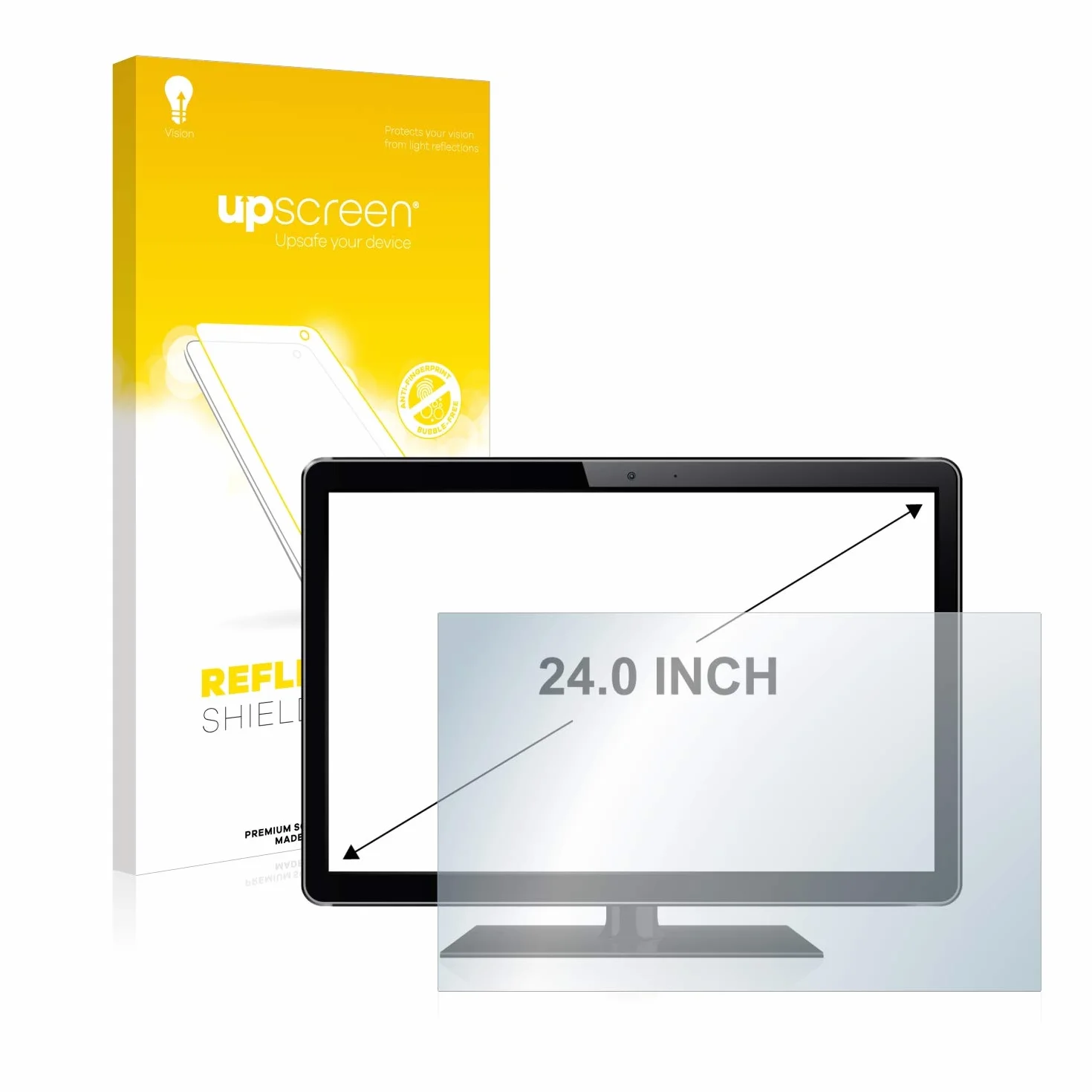 upscreen 24" Protector Pantalla Mate para Monitores industriales con 24 pulgadas (61 cm) [519 mm x 325 mm, 16:10] – Antireflejos, Anti-Huellas