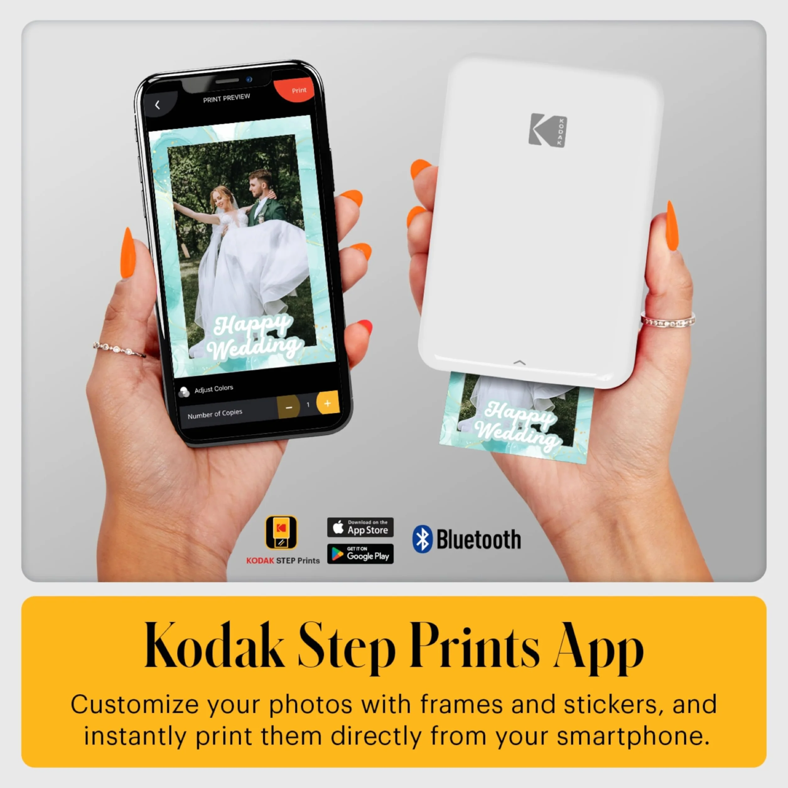 KODAK Impresora Step, impresora fotográfica móvil inalámbrica con tecnología ZINK y aplicación para iOS y Android (blanca), paquete de regalo