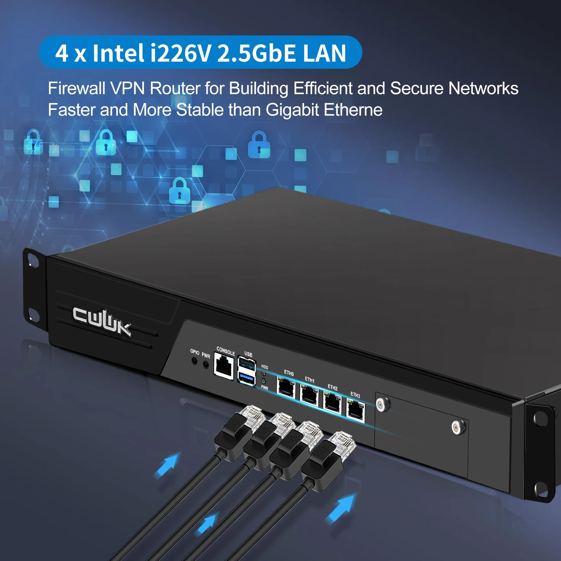 CWWK 1U N300 Firewall Appliance Rackmount PC, 4 Ports i226-V 2.5GbE LAN, 19” Rack Firewall Hardware, U2 OPNsense Homelab Server DDR5 8GB RAM 128GB SSD, Mini-PCIE, PCI-E x8, AES-NI