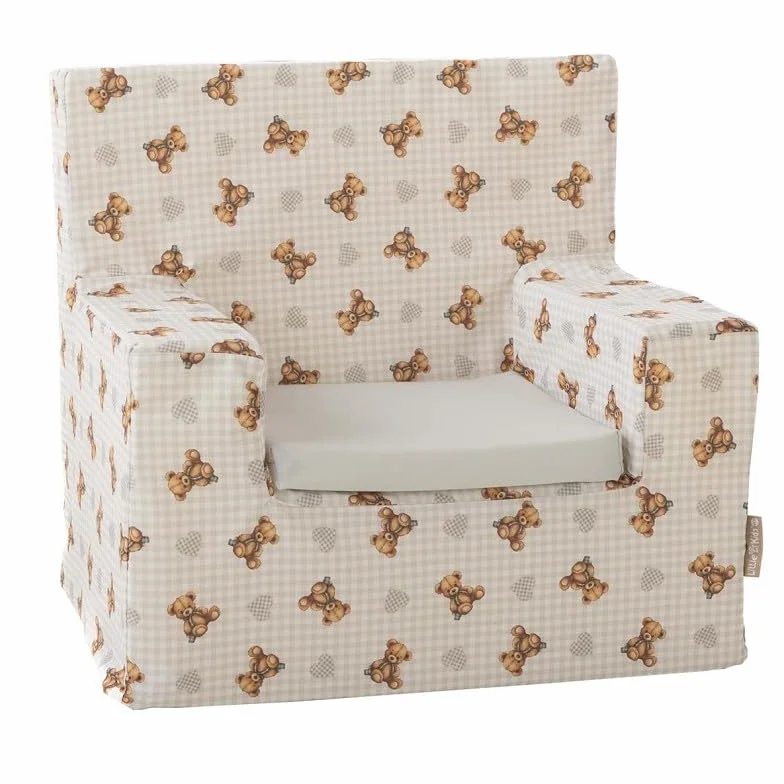 Creaciones Llopis Sillón Infantil Cuadrado Desenfundable Fabricado en España Ositos Corazón