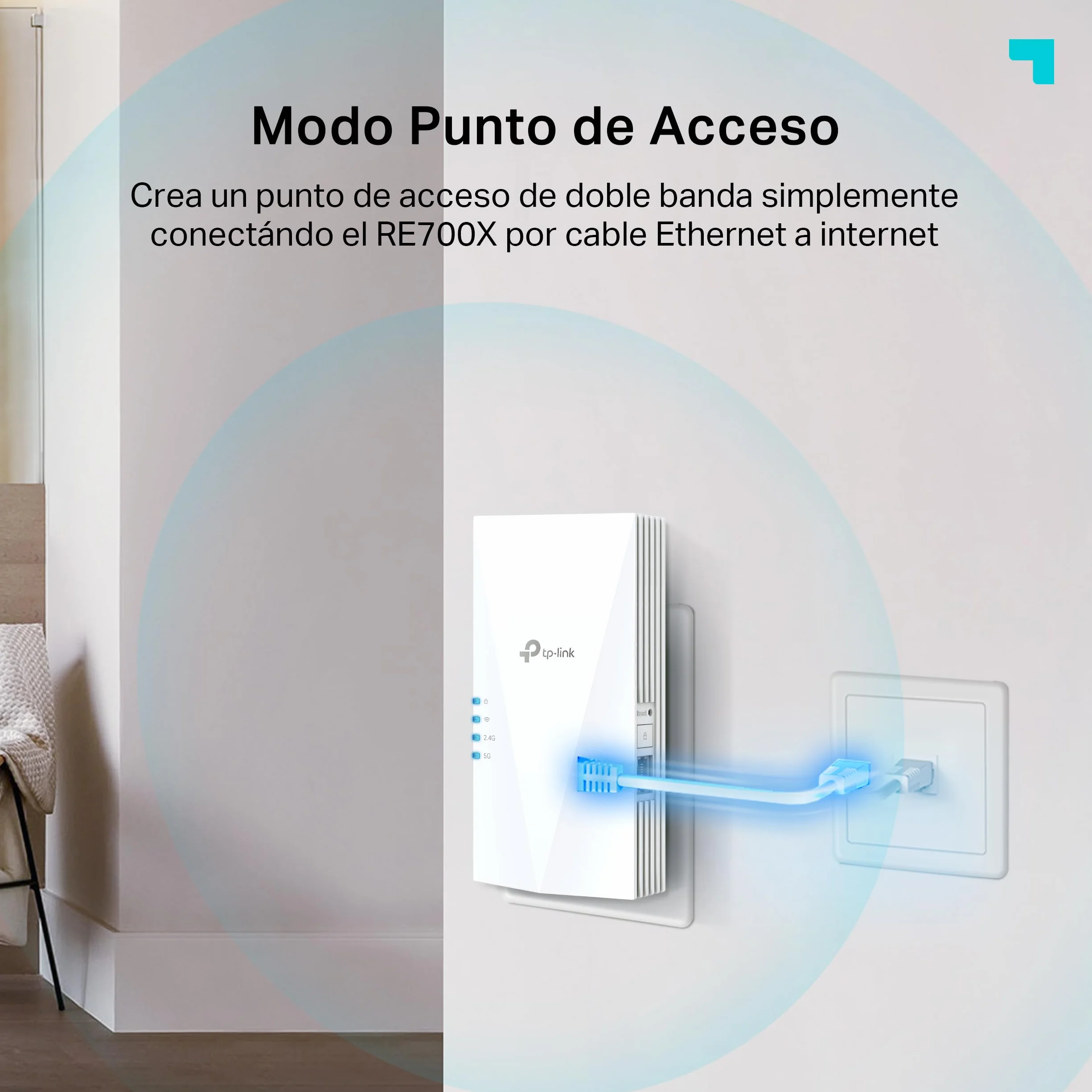 TP-Link RE700X WiFi 6 WiFi Amplifier Repetidor AX3000 (Doble Banda 2402Mbps 5GHz + 574Mbps 2.4GHz), MU-MIMO, Puerto gigabit, Gran Cobertura, EasyMesh, Compatible con Todos los routers Wi-Fi