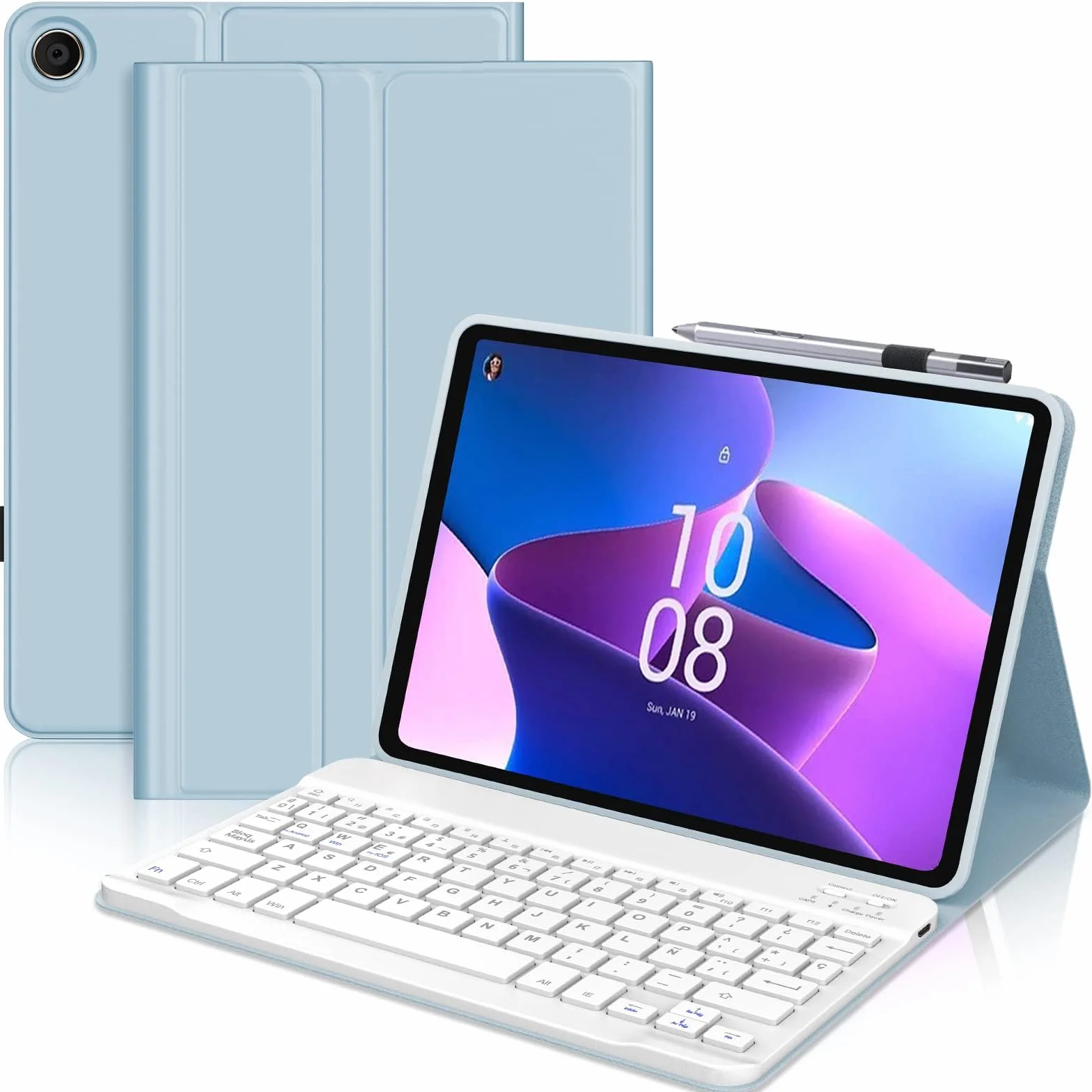 IVEOPPE Teclado para Lenovo Tab M10 Plus 3rd Gen, Funda Teclado Español Ñ Inalámbrico Magnético Desmontable para Lenovo Tab M10 Plus 3rd Gen, 10.61" 2022, Azul Cielo