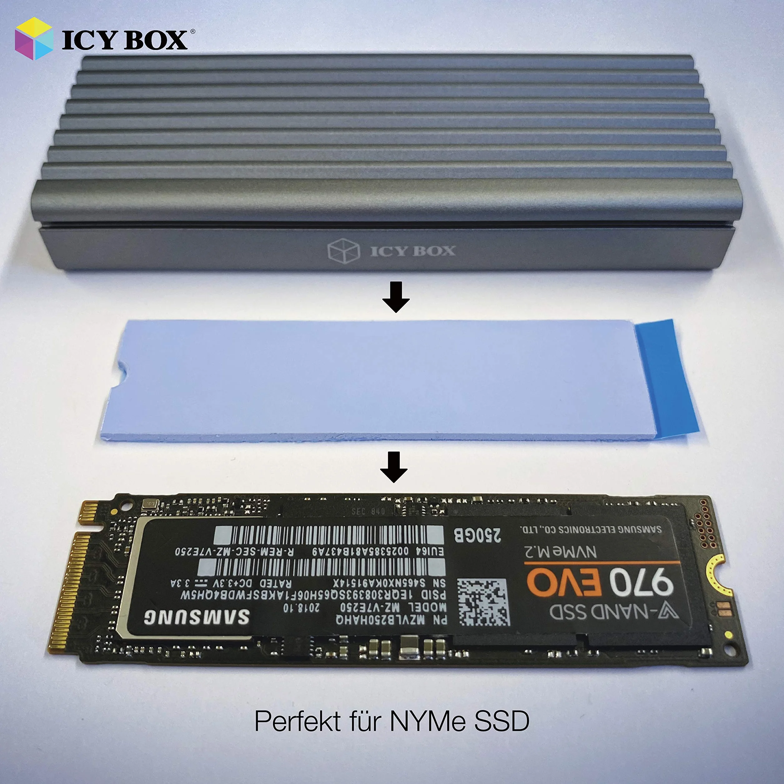 ICY BOX M.2 - Almohadillas térmicas (3,2 W/MK, 2 Unidades, 1,75 mm, 0,75 mm, para 2280, 2260, 2242)