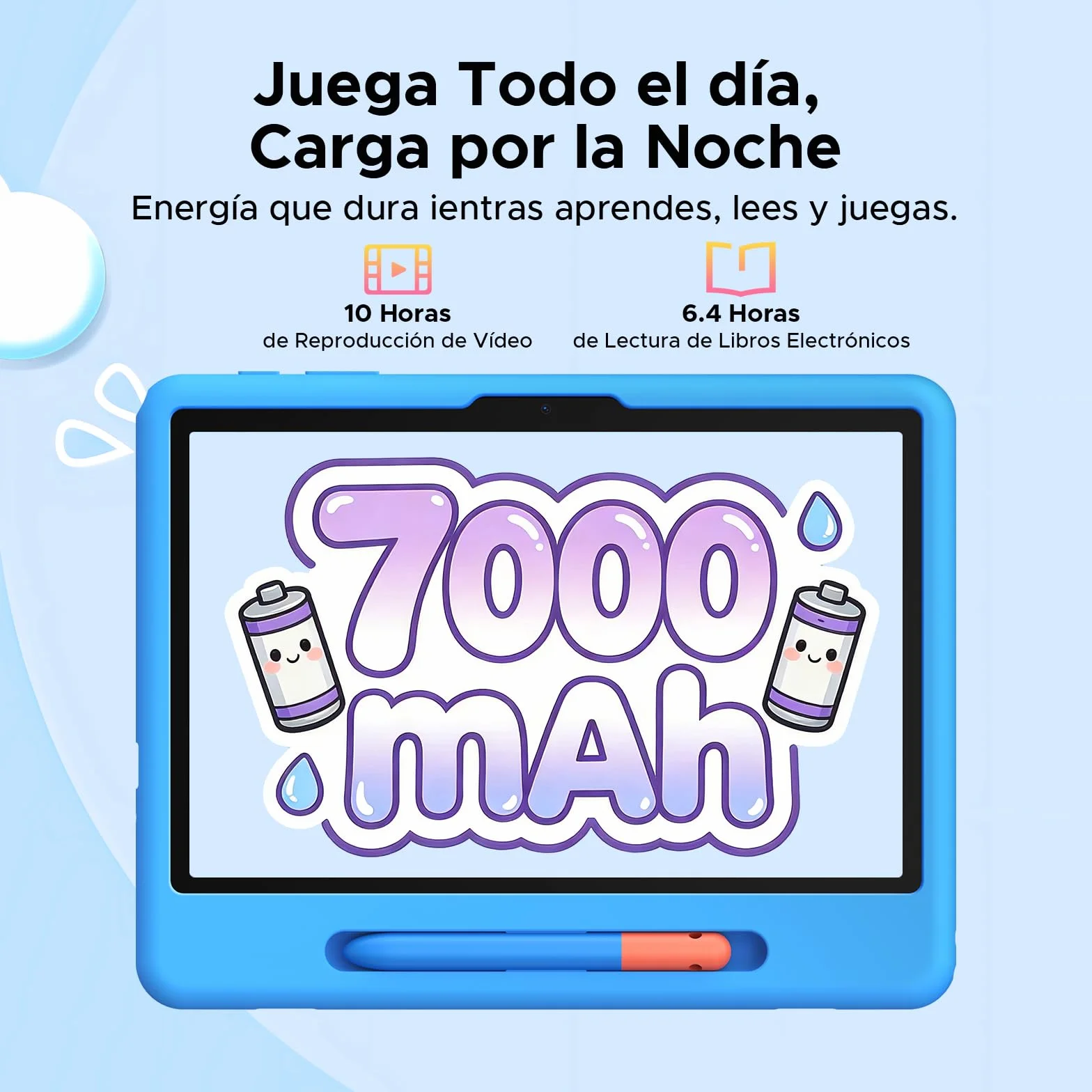 P10 Kid Tablet para Niños 10 pulgada, Tableta Infantil Android 16 Con Gemini AI, 90Hz, 32GB RAM+64GB ROM, 7000mAH, 5G WiFi, Face ID, OTG, GPS, Tablets con lapiz, Tablet para niños de 7 a 10 años, Azul