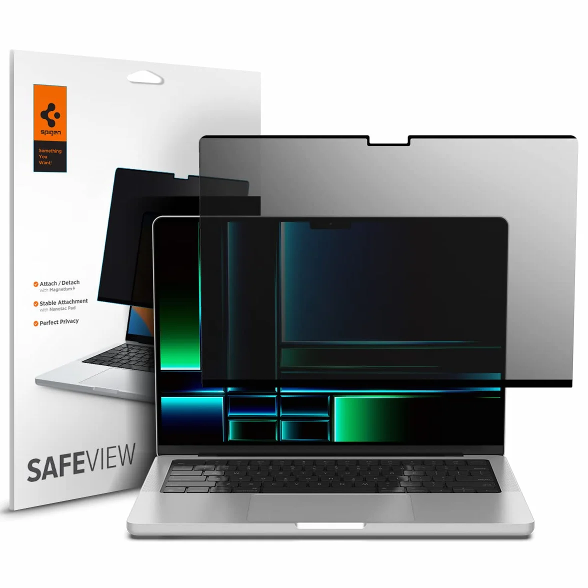 Spigen SafeView Protector Pantalla Filtro Privacidad para MacBook Pro 14 pulgadas (M5 Pro / M5 Max 2026 / M5 / M4-M1 series), 1 Unidad, Anti-Espía, Magnética Extraíble